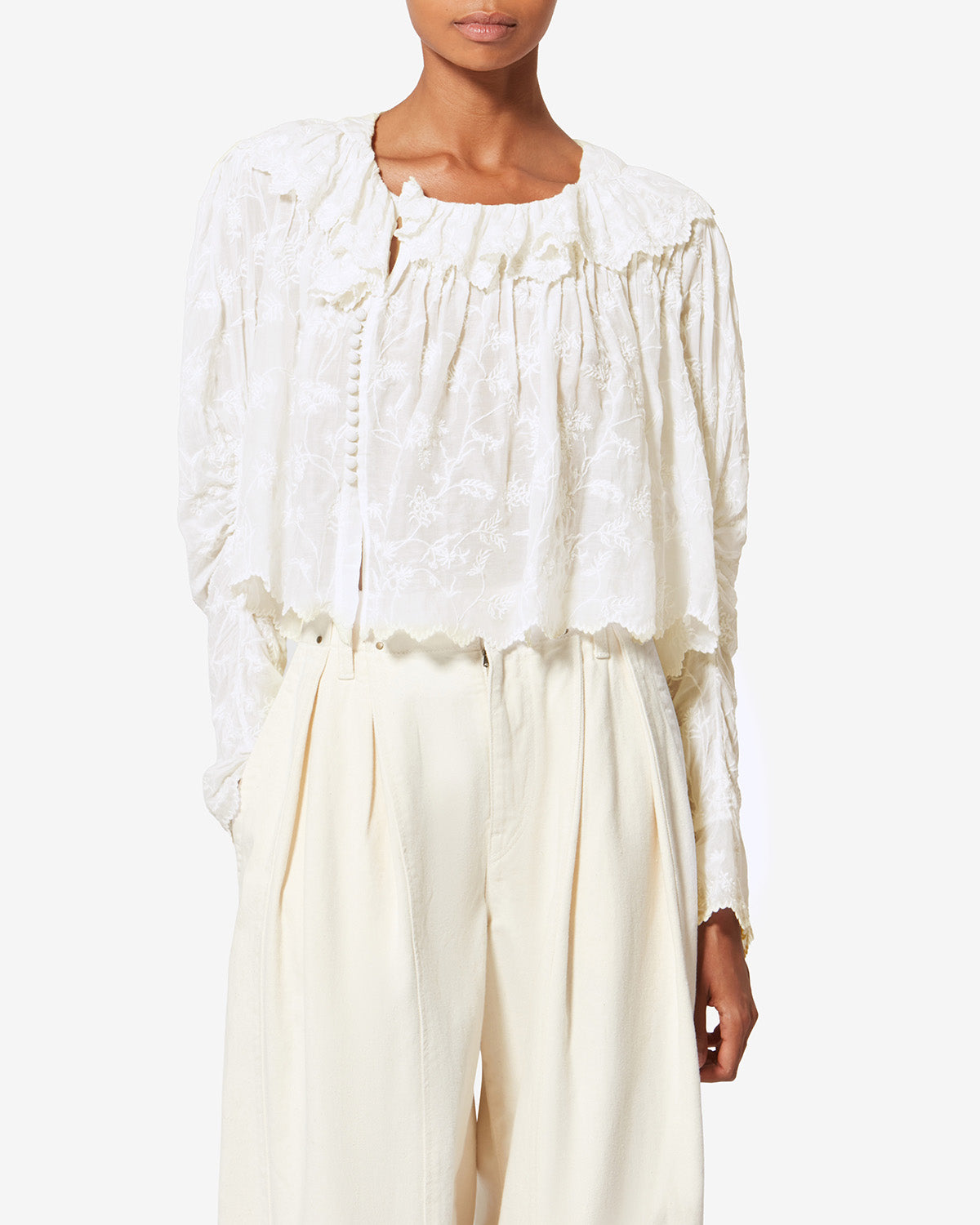 ISABEL MARANT カジュアルシャツ レディース ISABEL MARANT YZEA Beaded Embroidered Shirt | Neutrals | FARFETCH