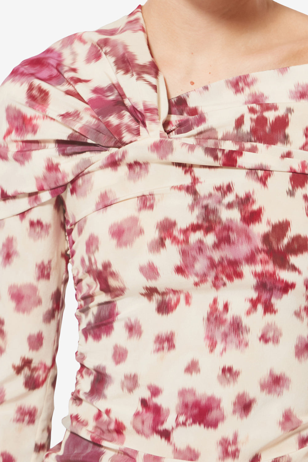 Danka 스트레치 실크 프린트 드레이프 탑 - 분홍색 - Woman - 3