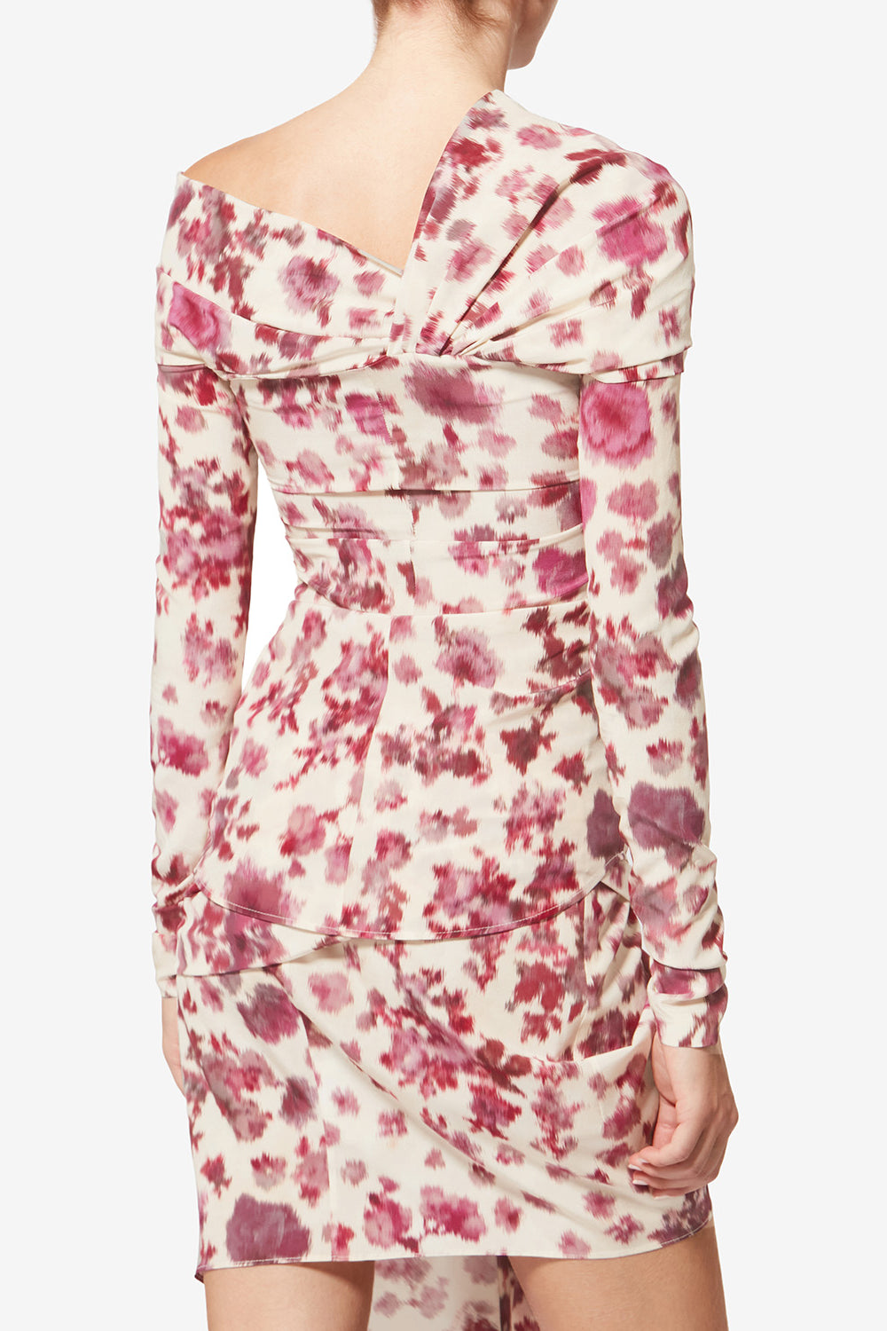 Danka 스트레치 실크 프린트 드레이프 탑 - 분홍색 - Woman - 5