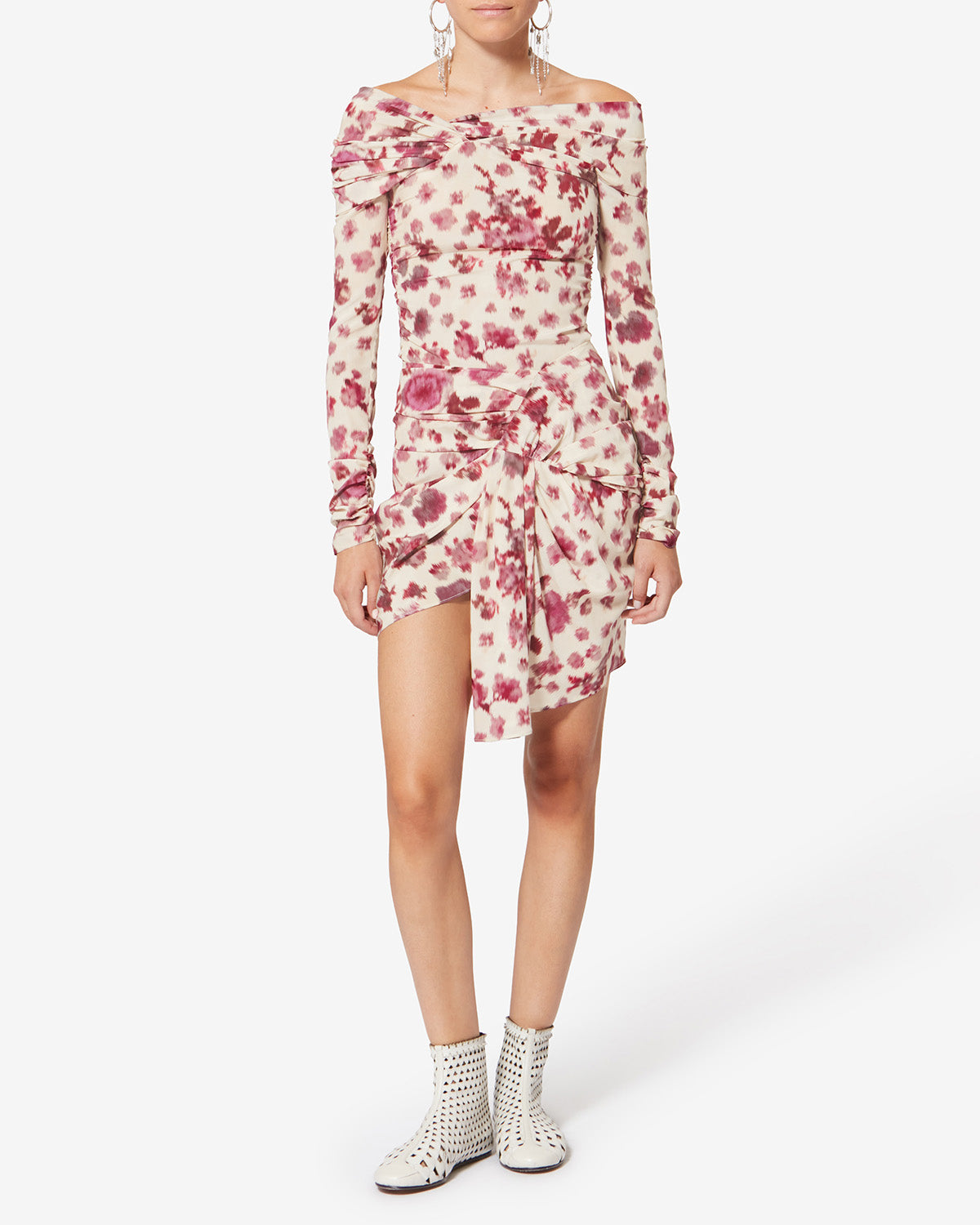 Danka printed draped stretch silk top - Pink - Woman - 1