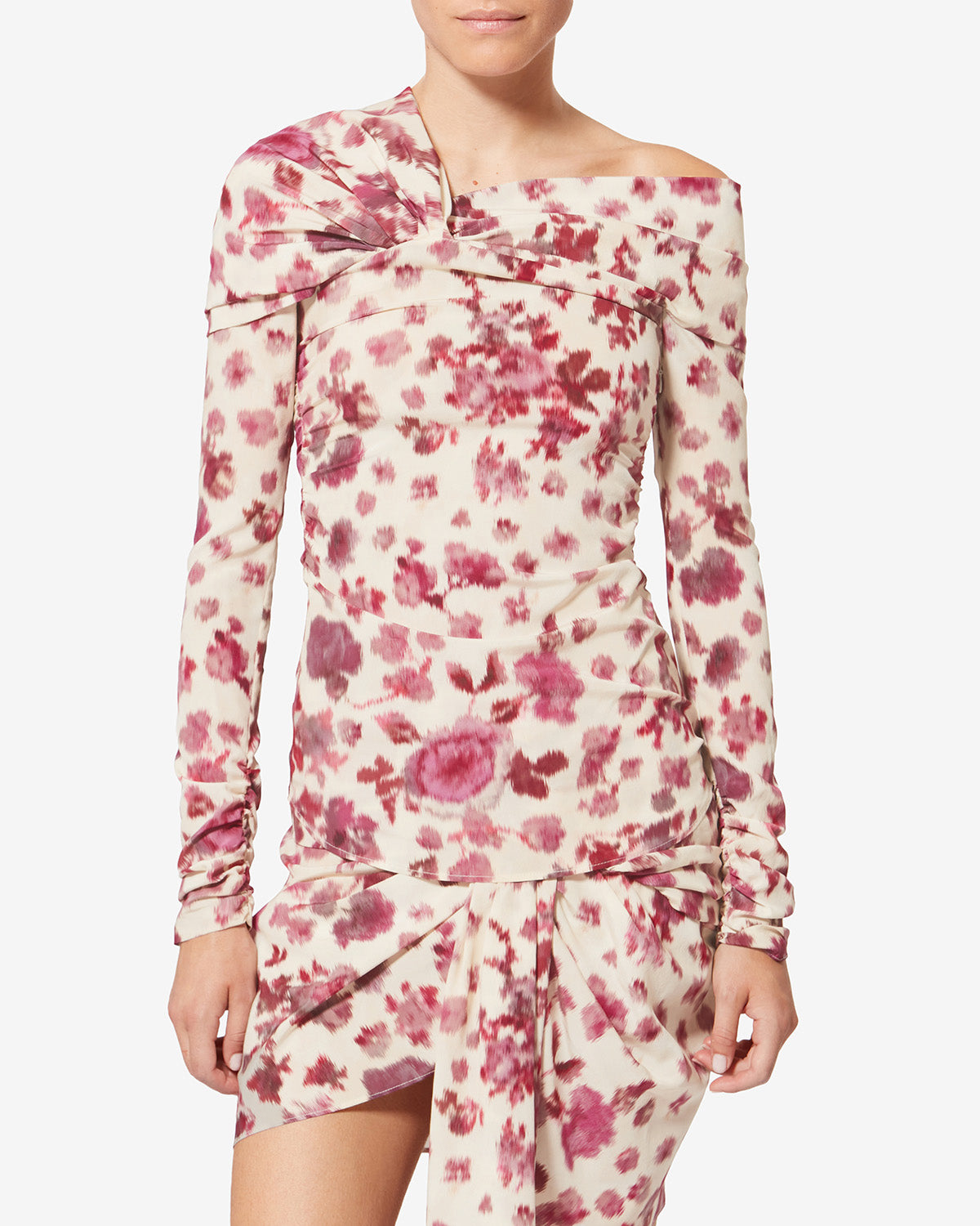 Danka printed draped stretch silk top - Pink - Woman - 3