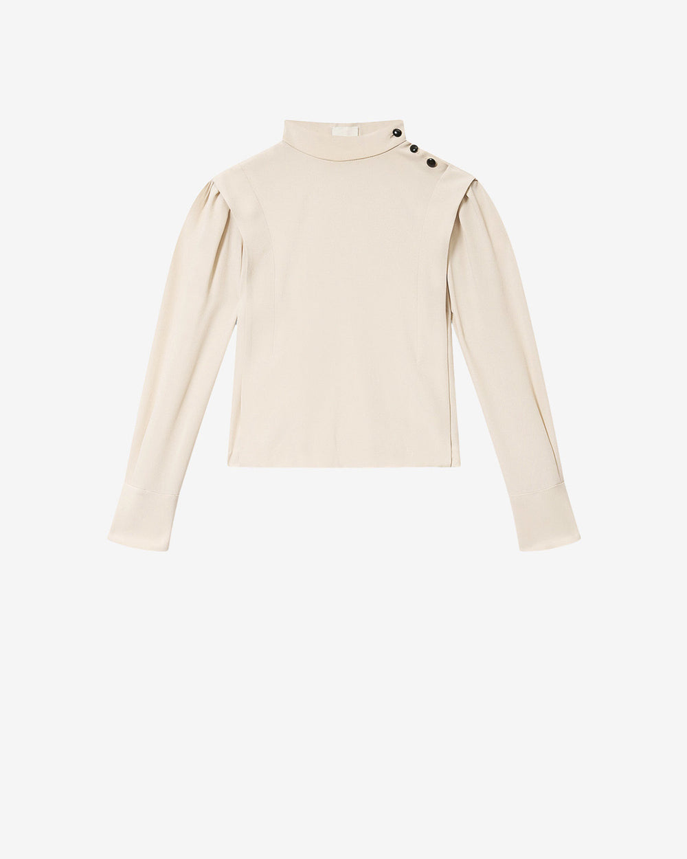 Felissa long-sleeve flowing crepe top - Ecru - Woman - 5