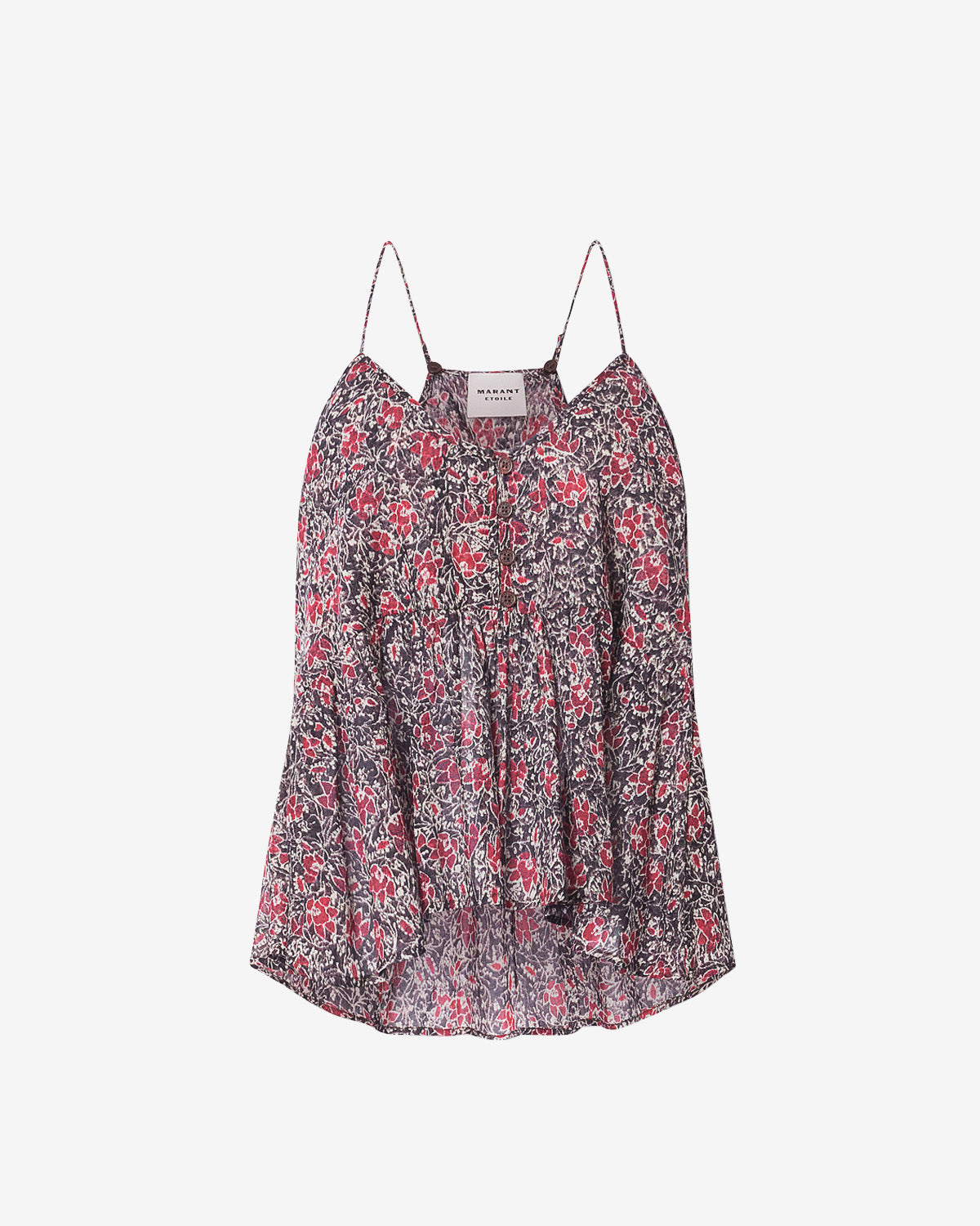 Lirhetta strappy printed organic cotton voile top - Crushed berry - Woman - 5