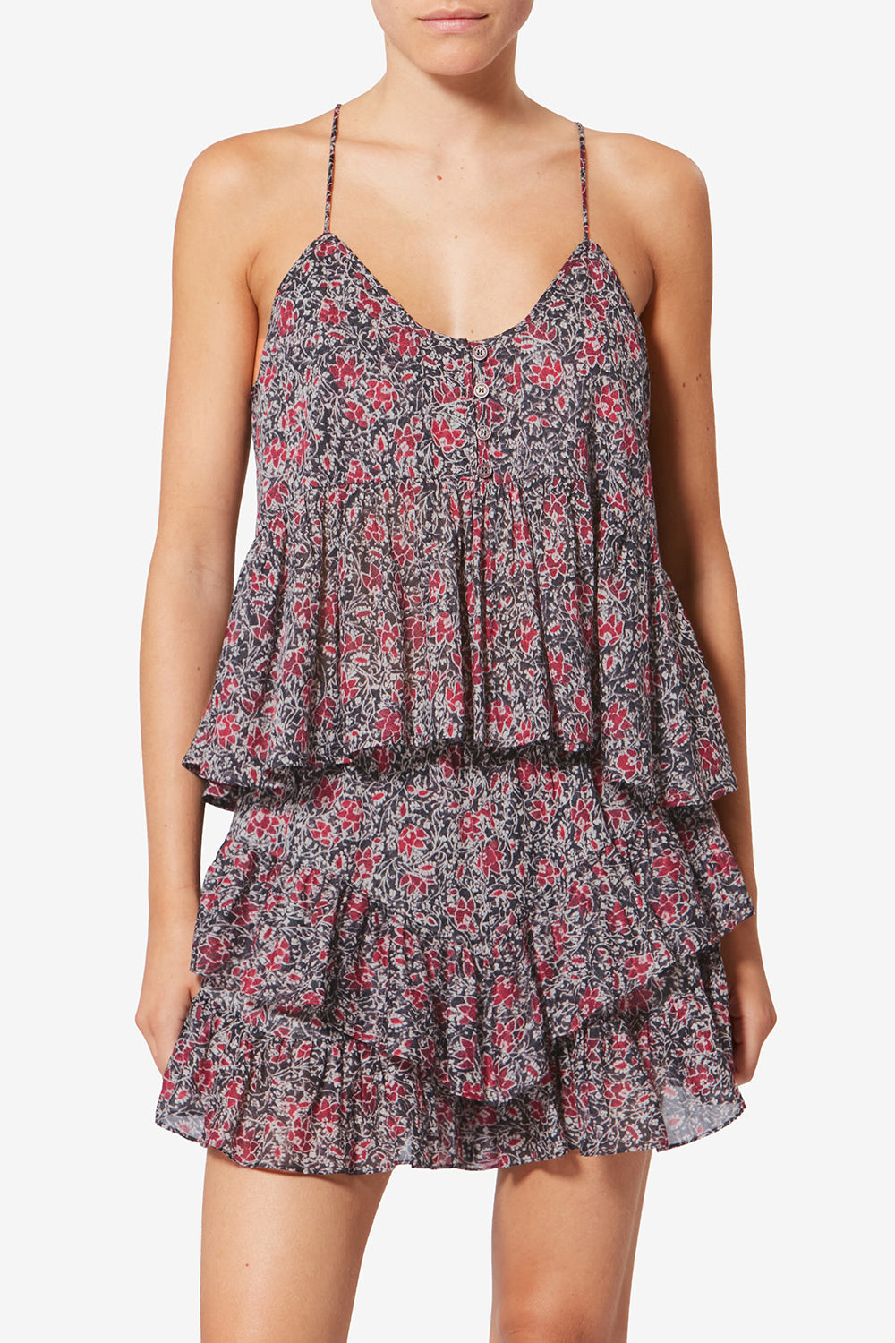 Lirhetta 프린트 유기농 코튼 보일 어깨 끈 탑 - Crushed berry - Woman - 4