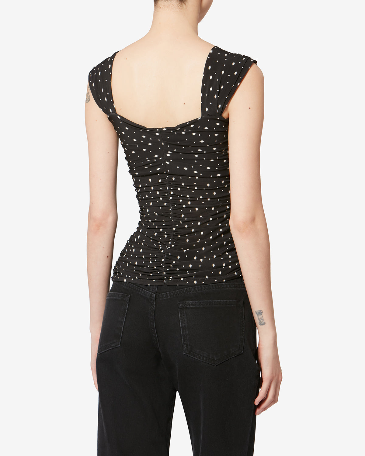 GEMINA TOP Woman black and ecru | ISABEL MARANT Official online store