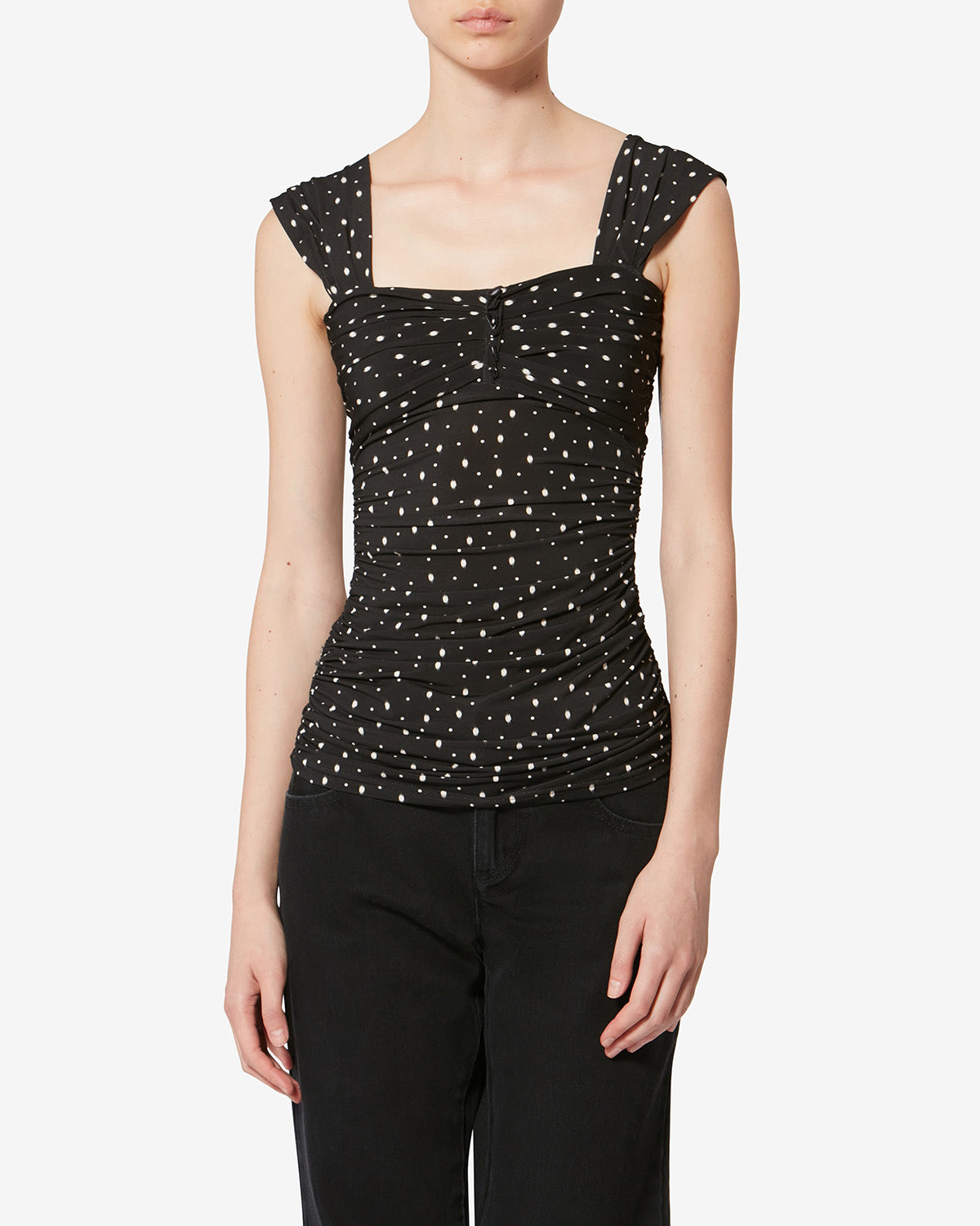 GEMINA TOP Woman black and ecru | ISABEL MARANT Official online store