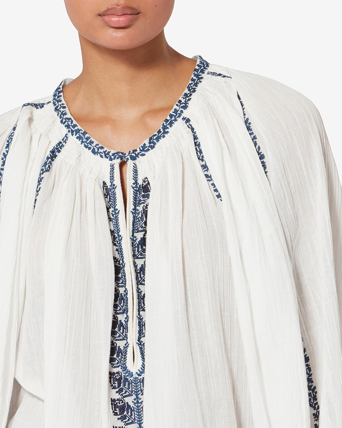 LENA TOP Woman ecru and blue | ISABEL MARANT Official online store