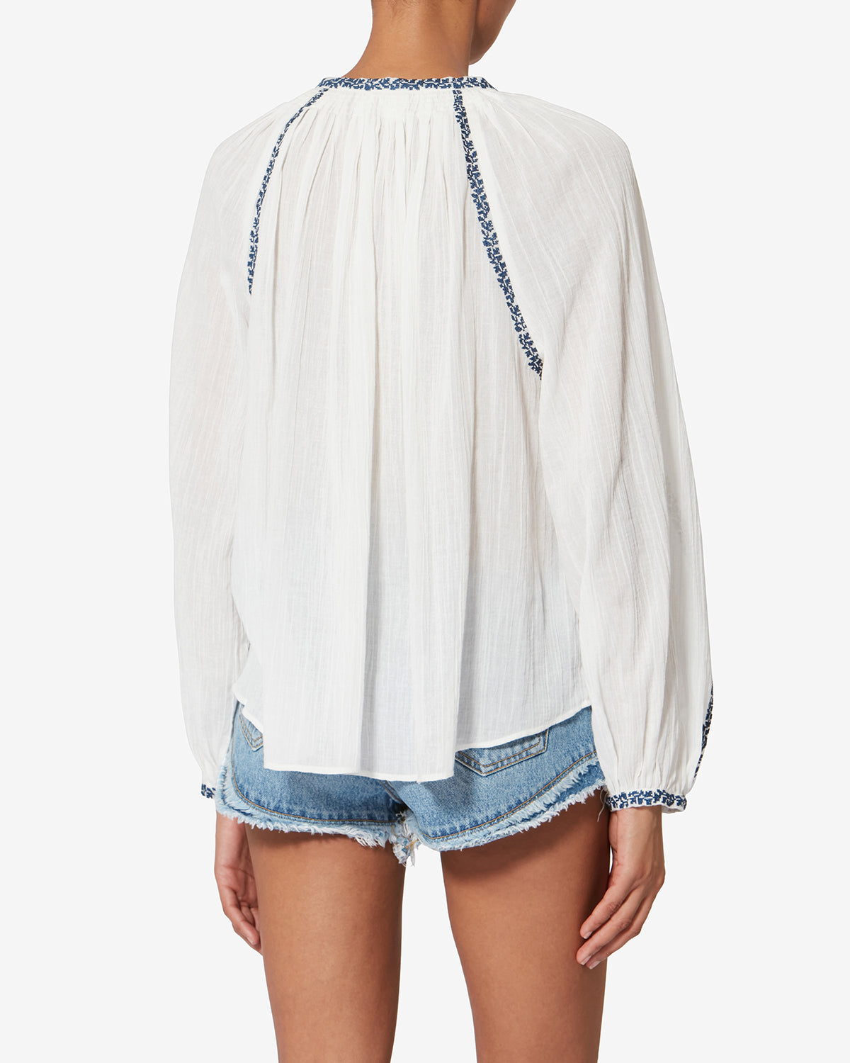 LENA TOP Woman ecru and blue | ISABEL MARANT Official online store