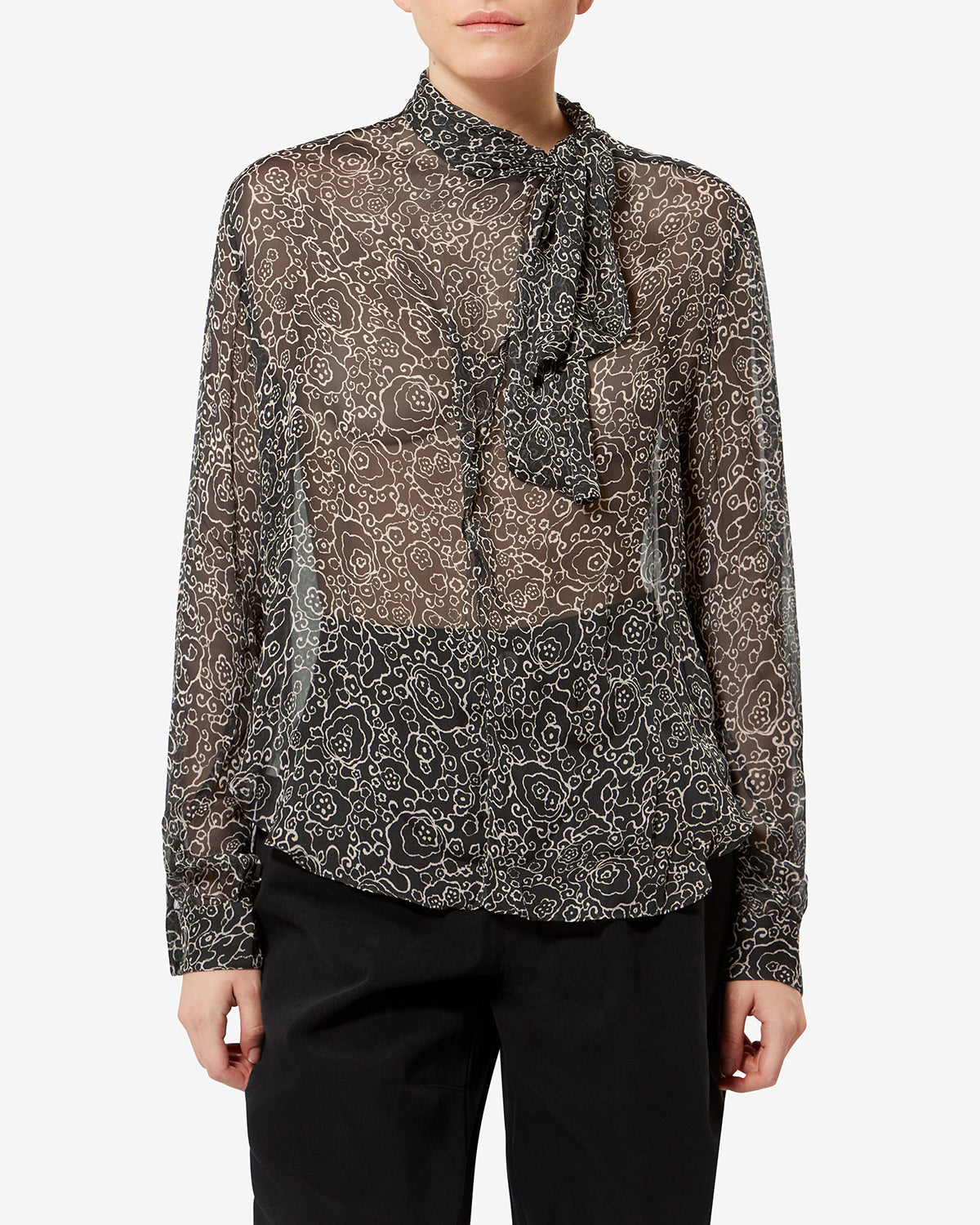 LEONA TOP Woman black and ecru | ISABEL MARANT Official online store