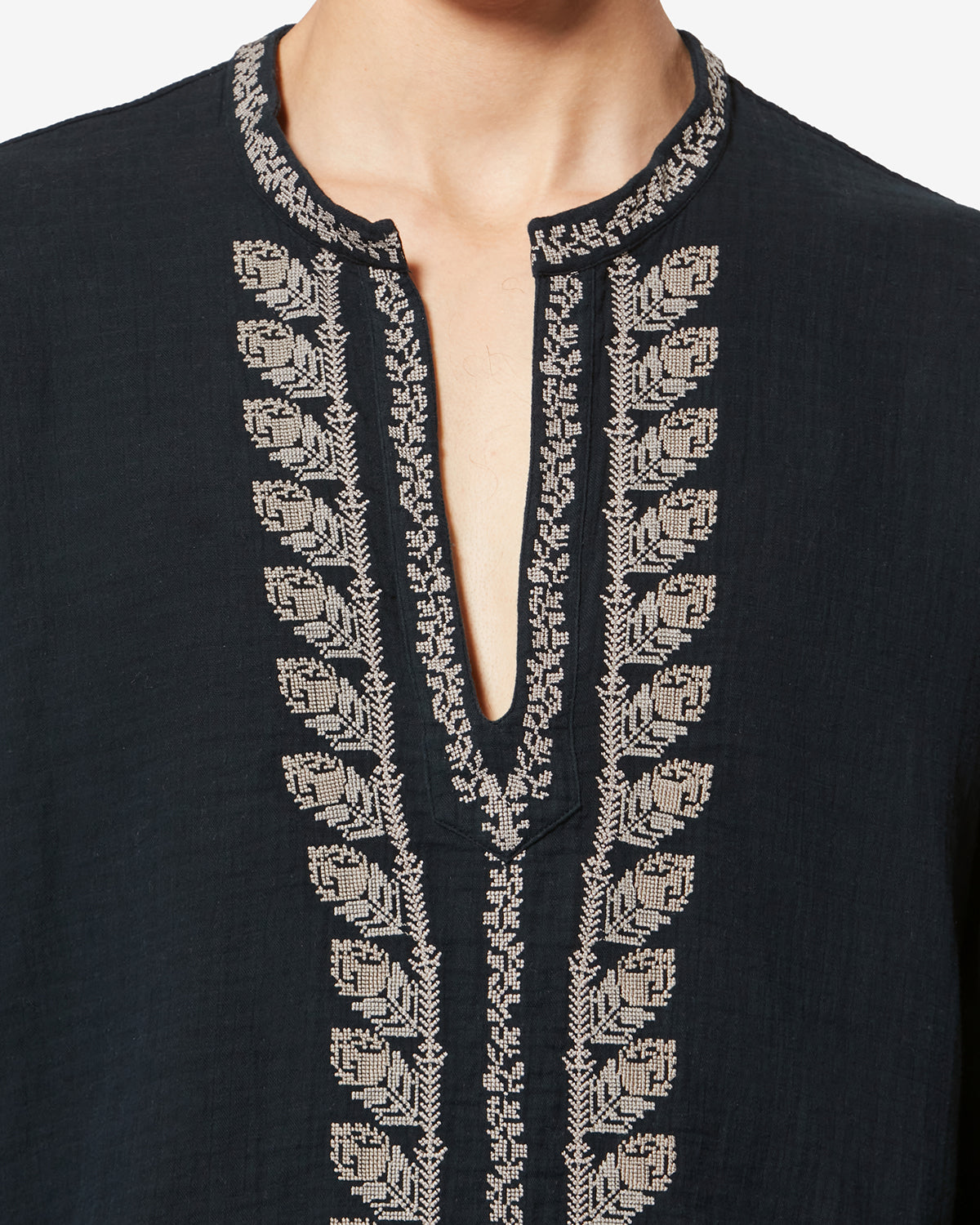 Blusa cizalie de gasa de algodón bordado - Negro lavado - Man - 2