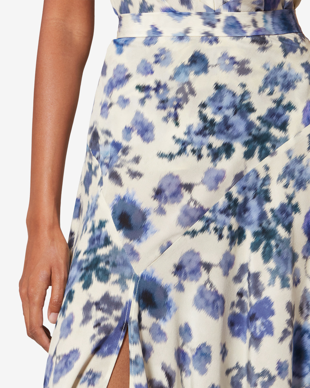 Sakura long printed stretch silk skirt - Blue - Woman - 2