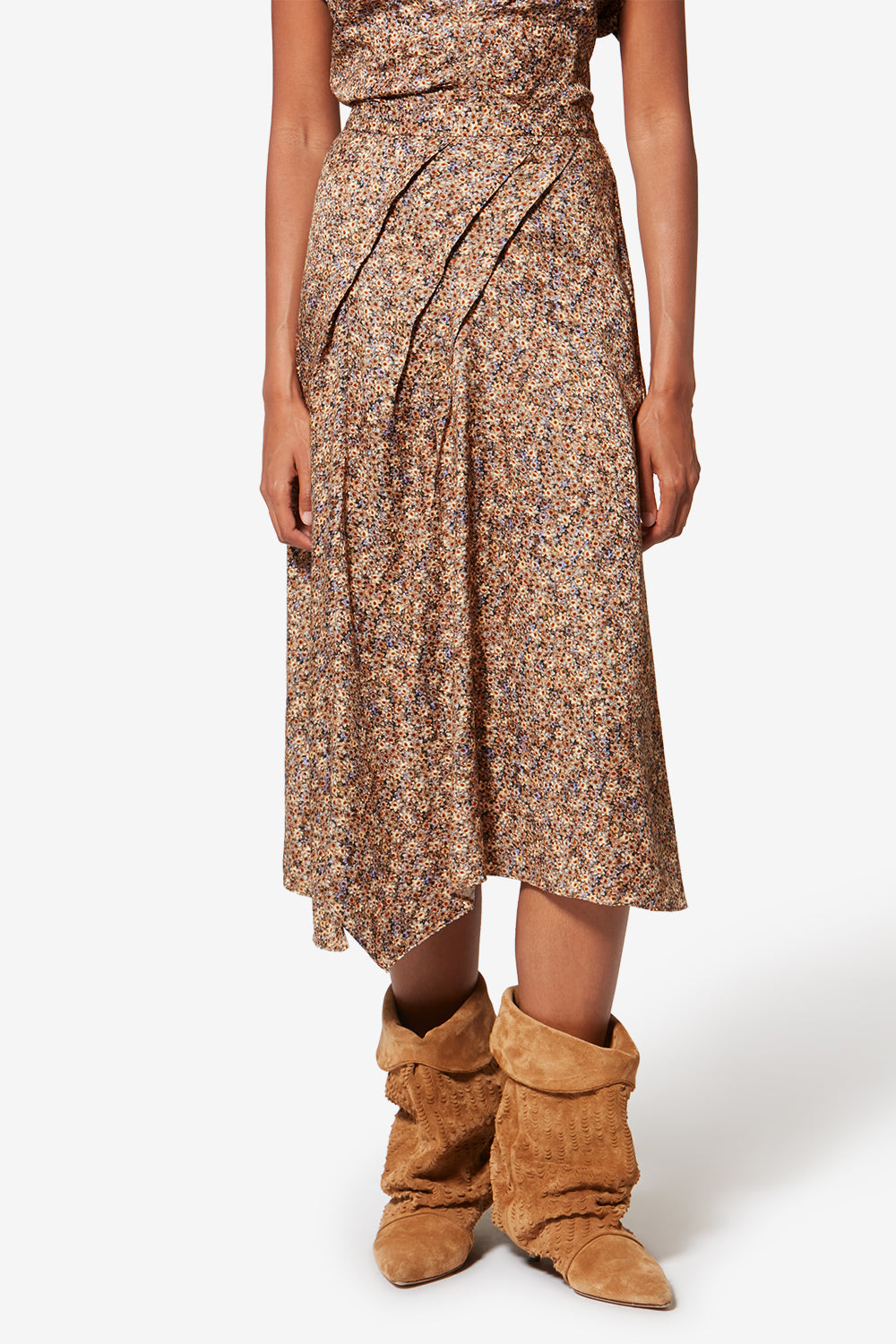 Cacia floral silk jacquard underskirt - Ochre - Woman - 4