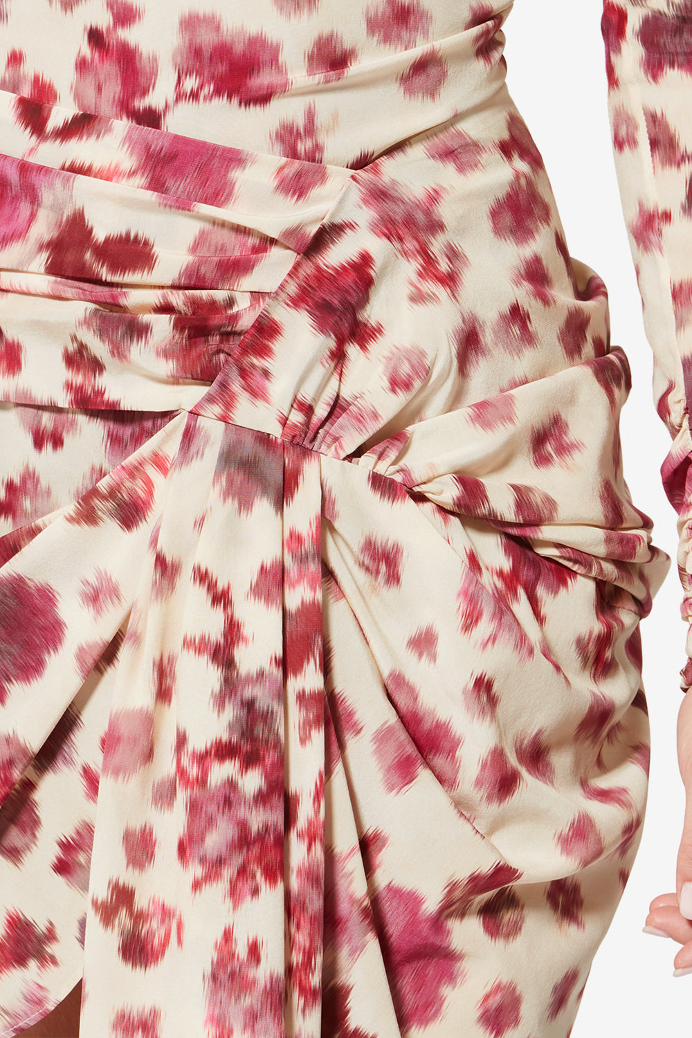 Ovia 프린트 스트레치 실크 드레이프 미니 스커트 - 분홍색 - Woman - 3