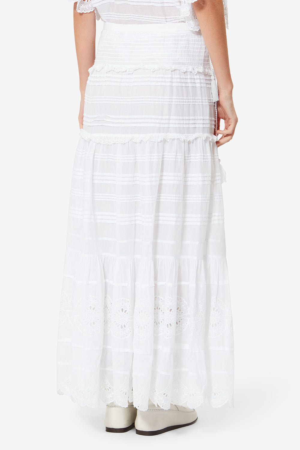 Paoline frilly cotton and floral lace skirt - White - Woman - 5