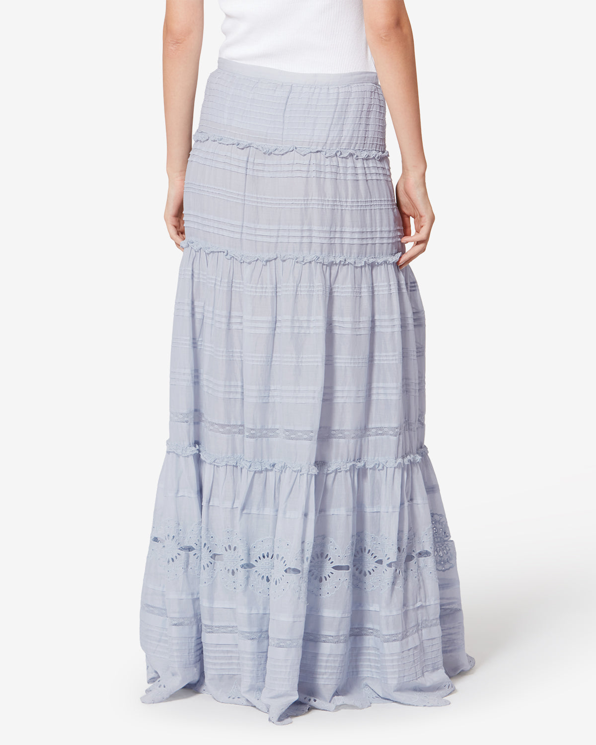 Enagua con volantes paoline en algodón y encaje floral - Azul claro - Woman - 4