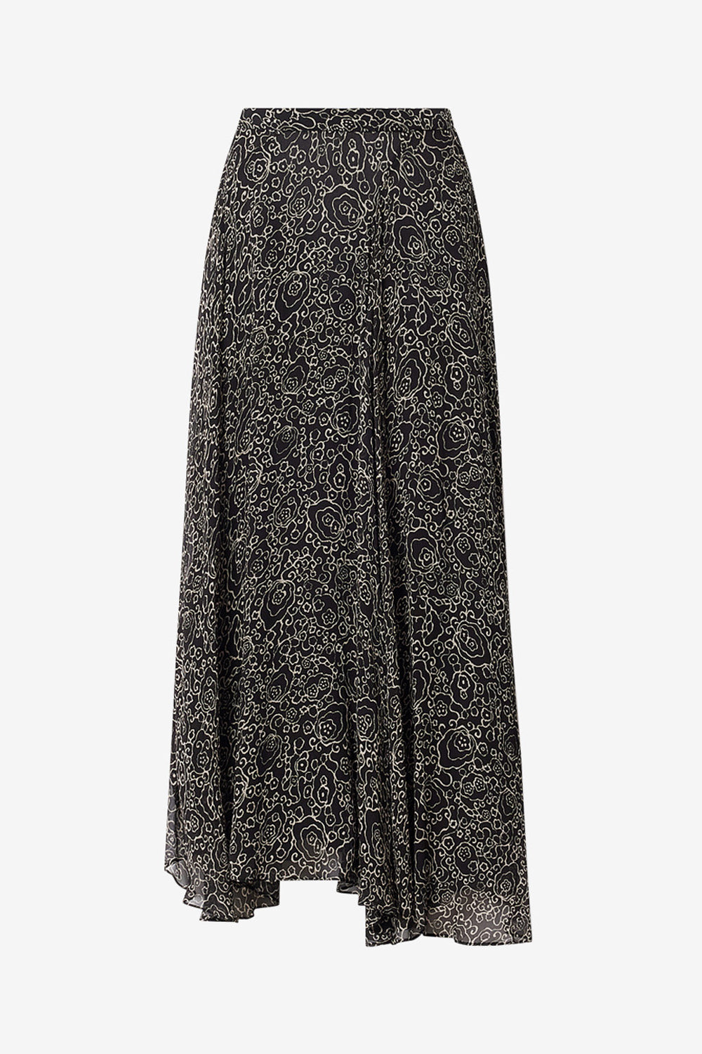 Lycia printed muslin skirt - Black and ecru - Woman