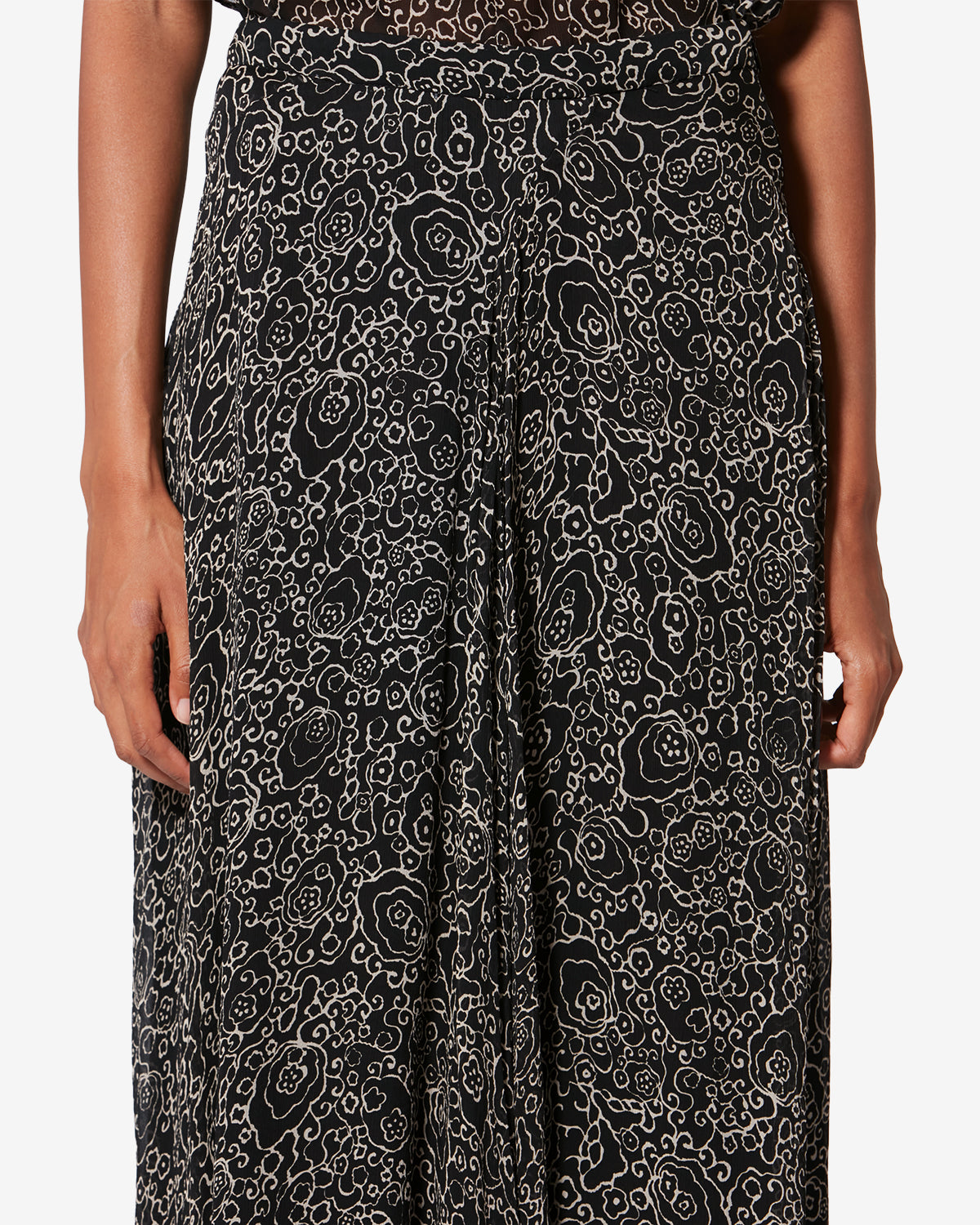 Lycia printed muslin skirt - Black and ecru - Woman - 2