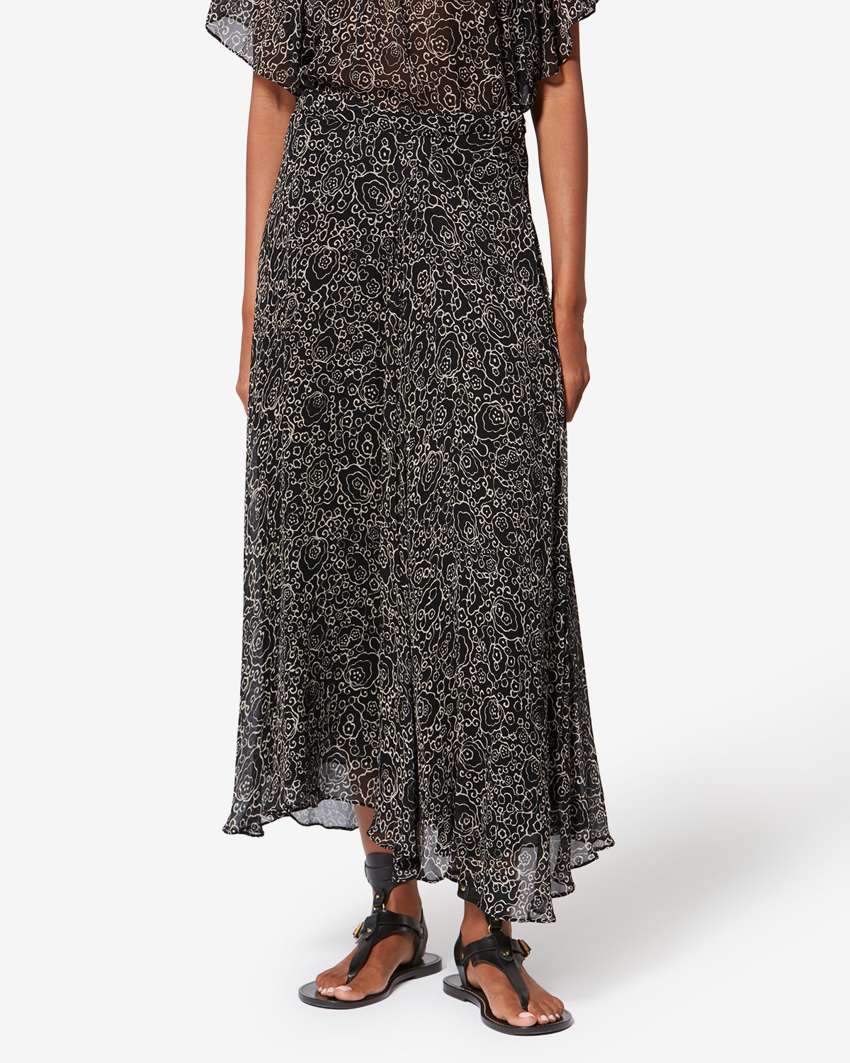 Lycia printed muslin skirt - Black and ecru - Woman - 3