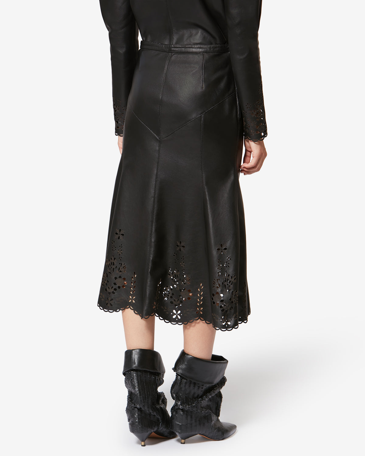 Gonna midi in pelle di agnello nisia - Nero - Woman - 4