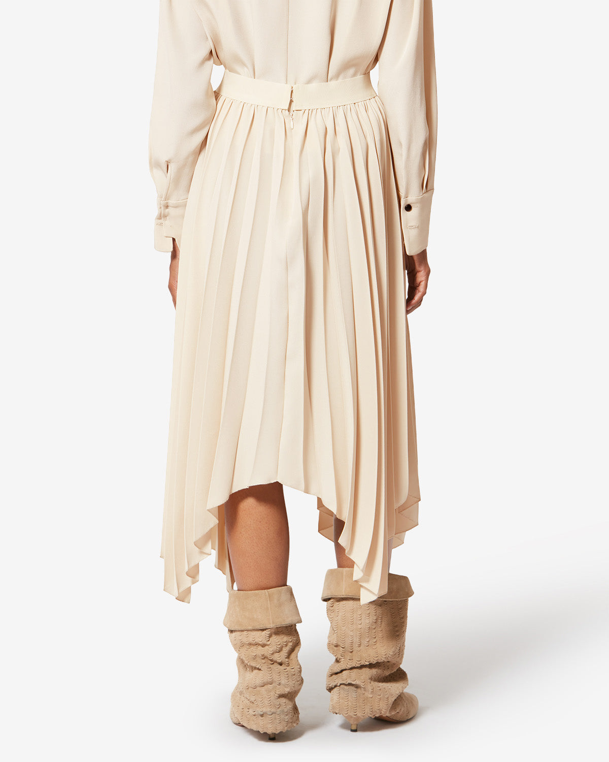 Felixa long pleated flowing crepe skirt - Ecru - Woman - 4