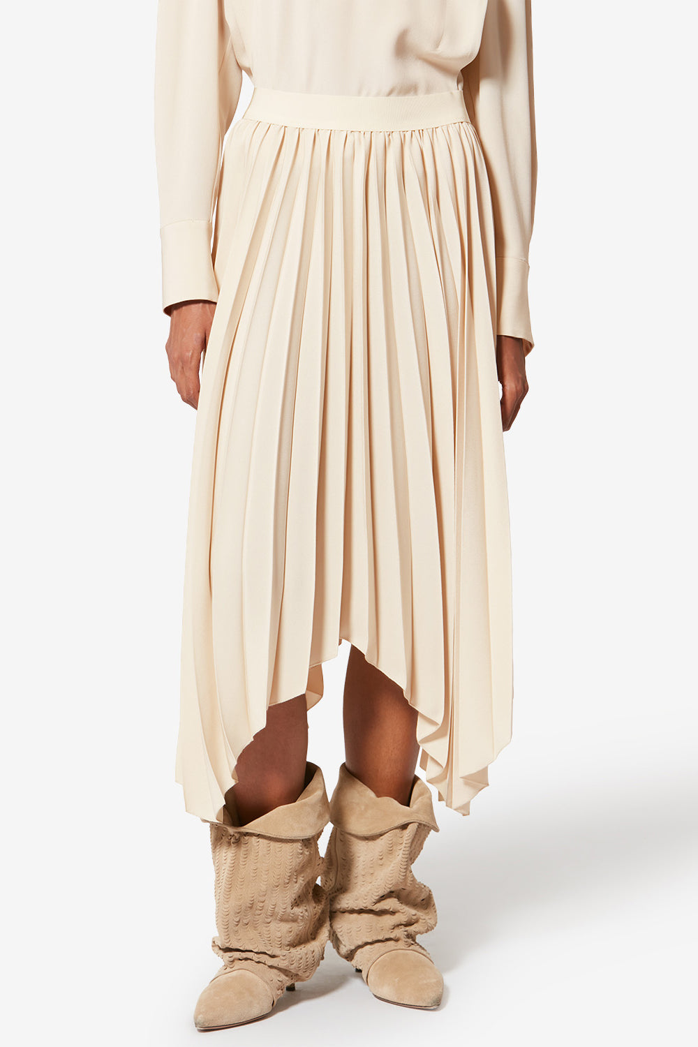 Felixa 플루이드 크레이프 플리츠 맥시 스커트 - 에크루 - Woman - 4