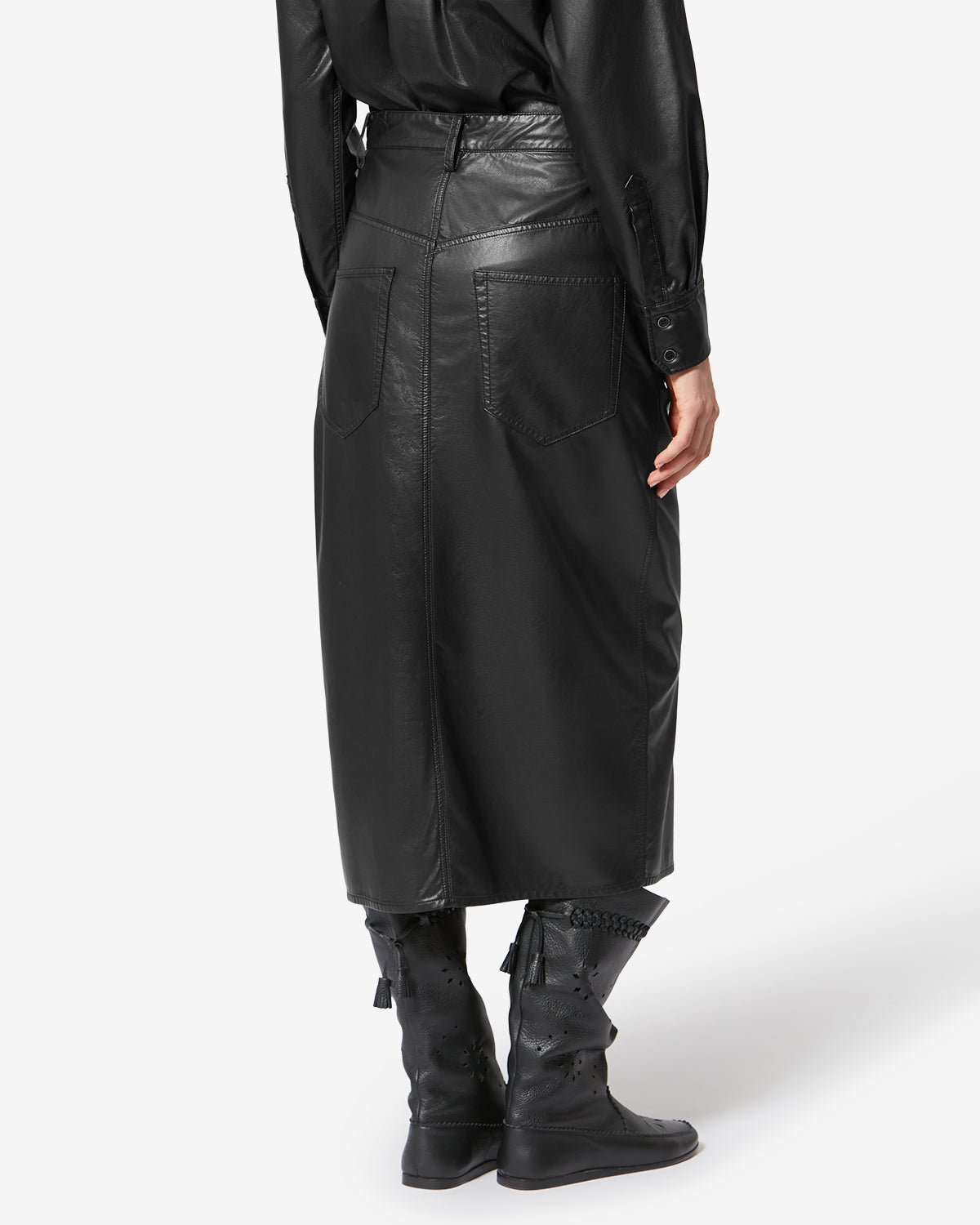 Nelaura fine and soft faux leather pencil skirt - Black - Woman - 4