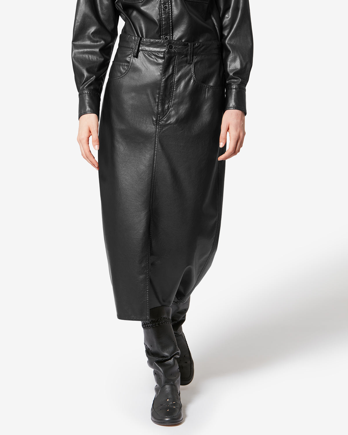 Nelaura fine and soft faux leather pencil skirt - Black - Woman - 3