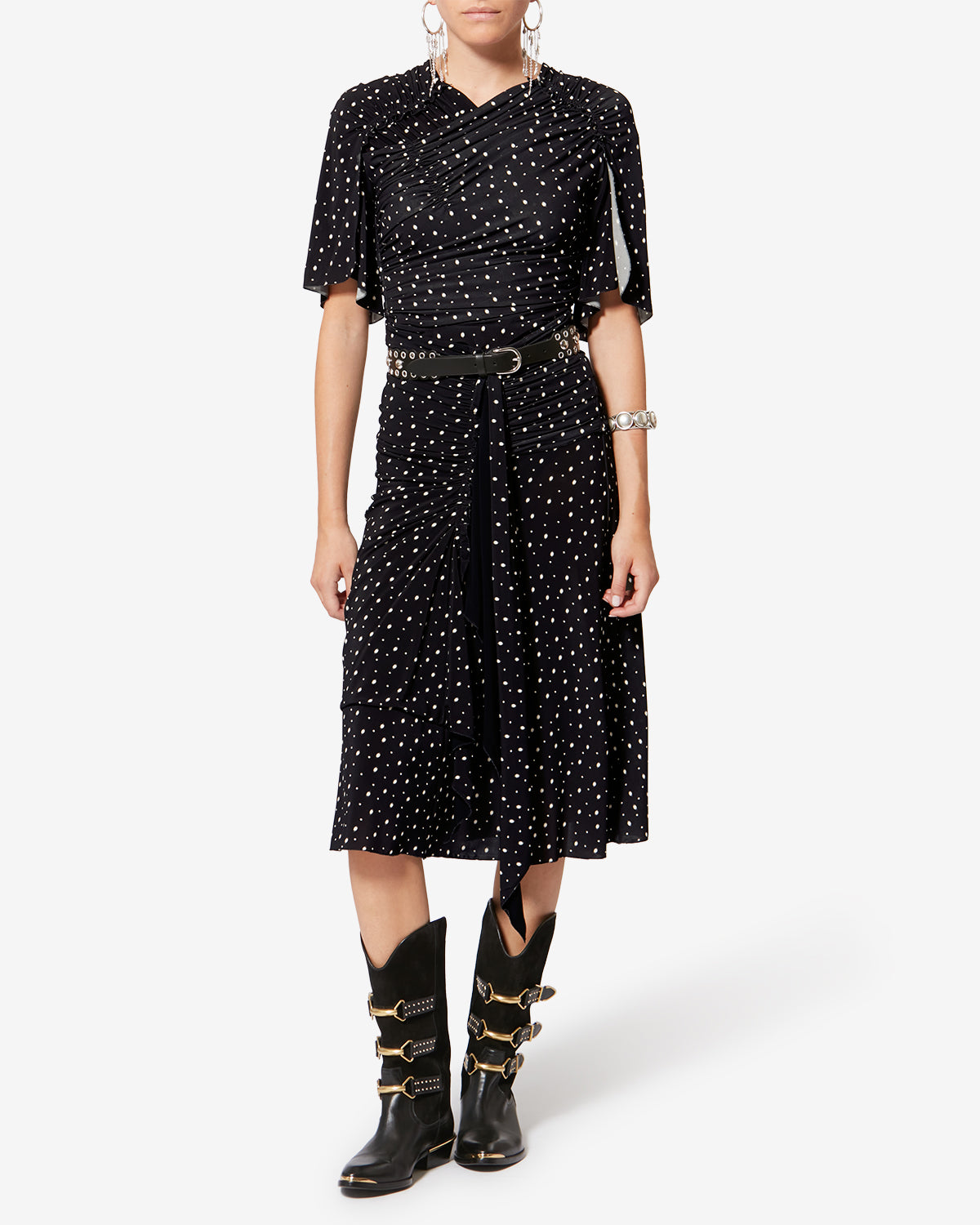 Falda midi gyelle - Black and ecru - Woman - 1