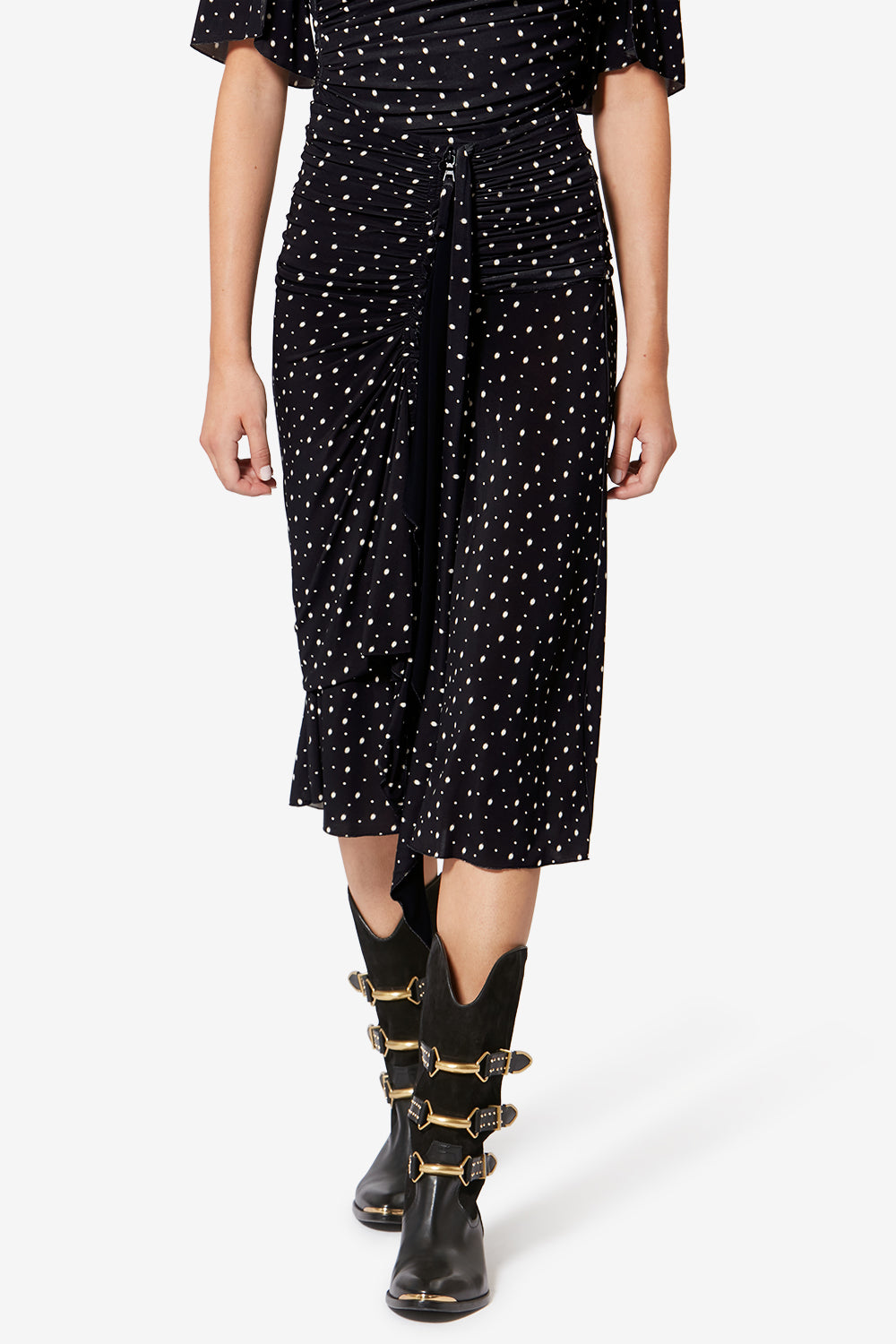 Gyelle 미디 스커트 - Black and ecru - Woman - 4