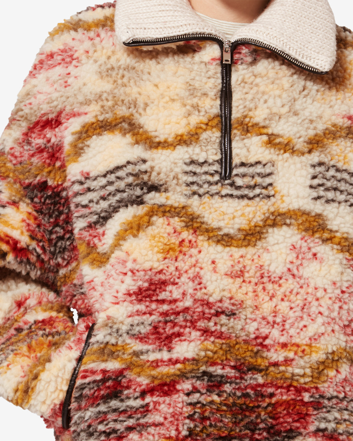 Marner fleece cloud print coat - Ecru-ochre - Woman - 2