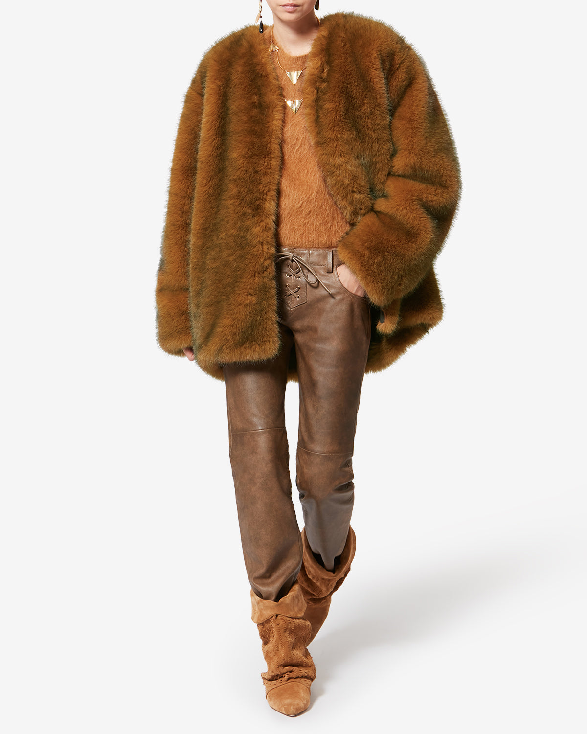 Kurzmantel aus kunstpelz aglae - Ochre - Woman - 1