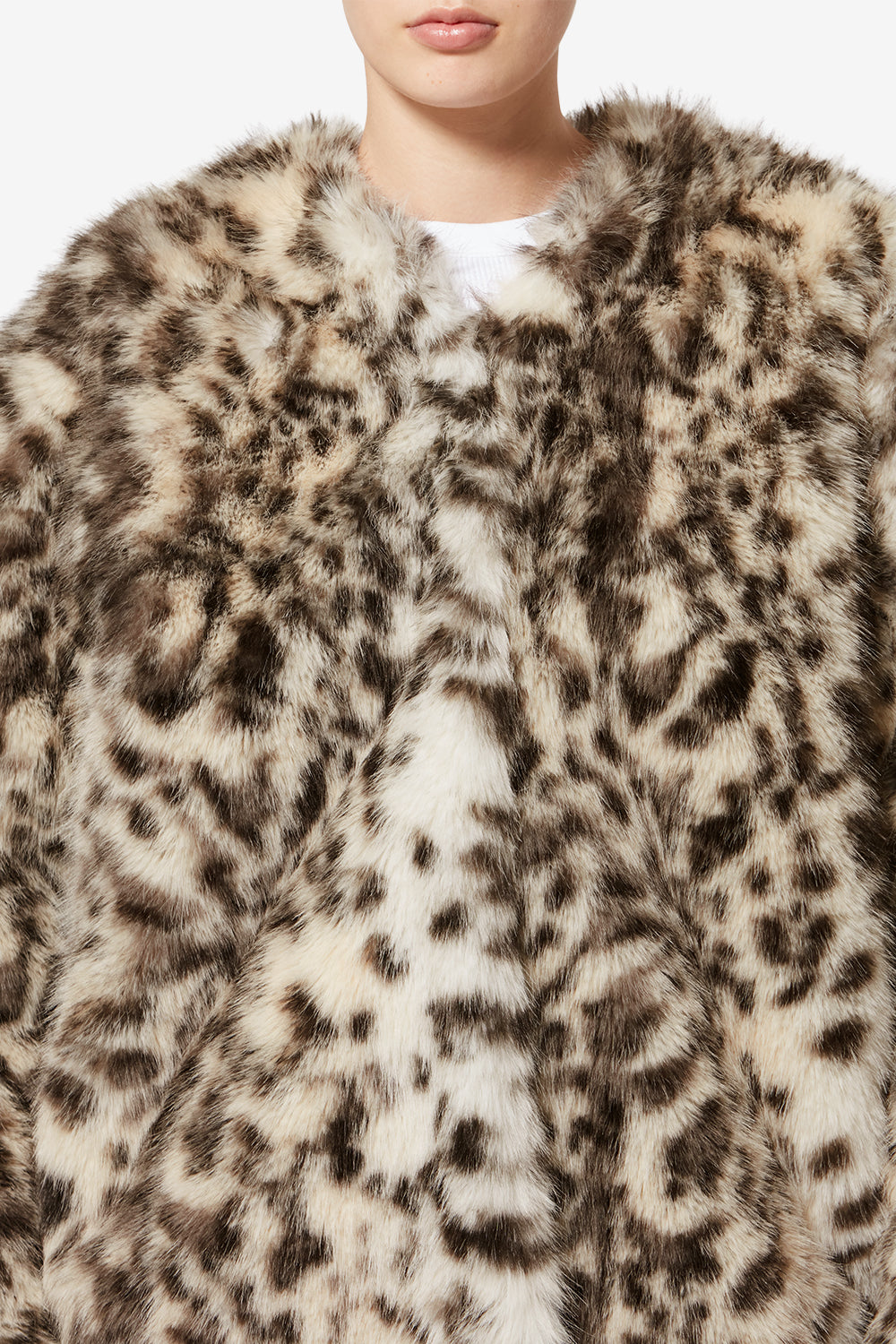 Abrigo corto de pelo sintético aglae - Ecru and black - Woman - 3