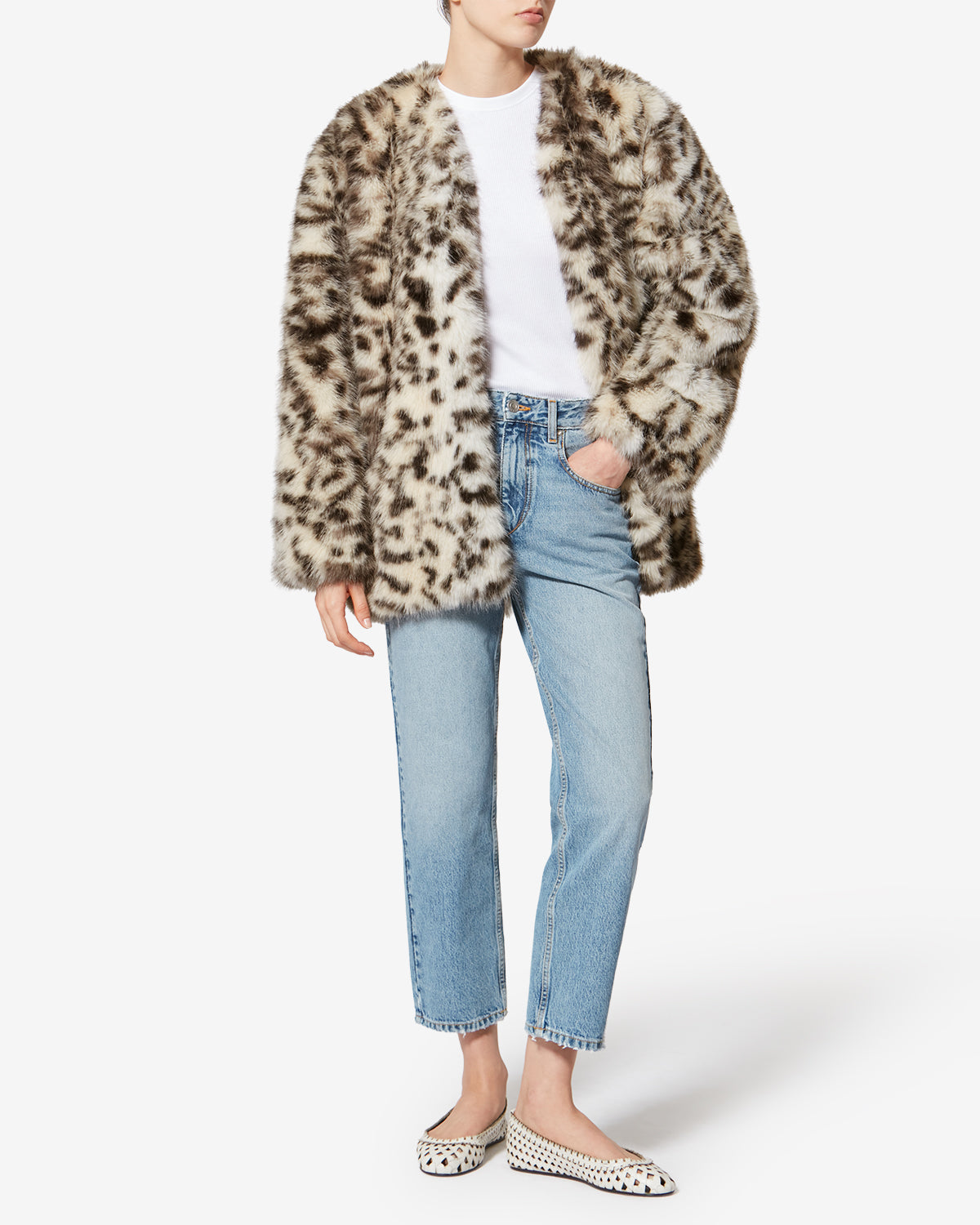 AGLAE COAT Woman ecru and black | ISABEL MARANT Official online store