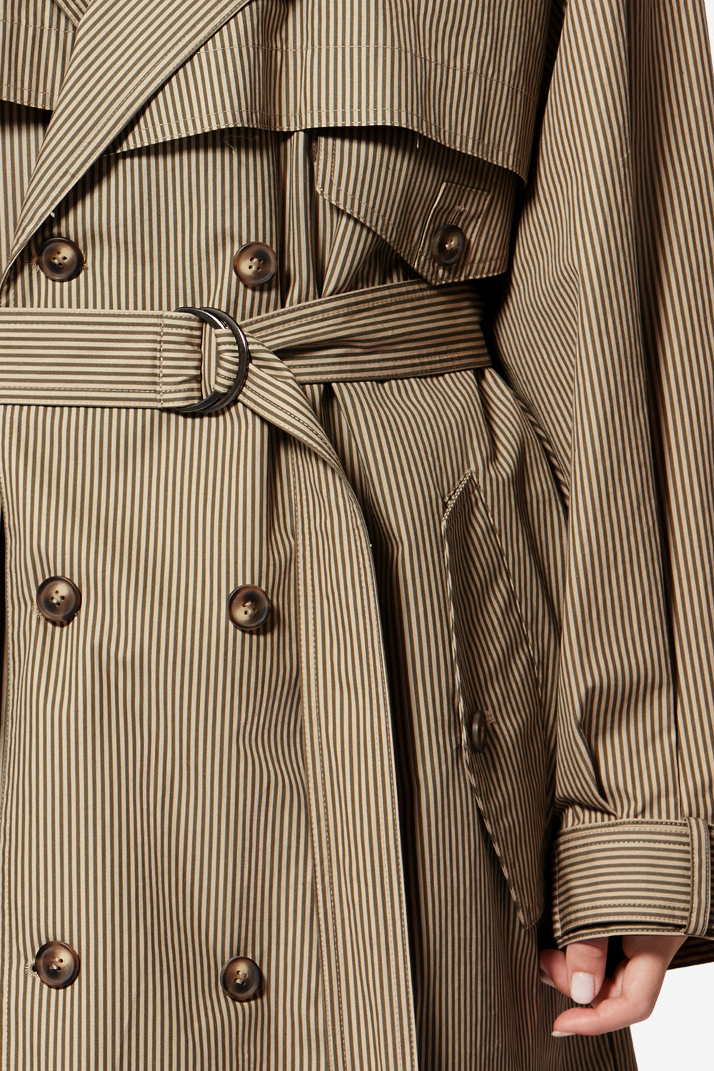 Chilma ストライプ コットン トレンチコート - Beige-khaki - Woman - 3