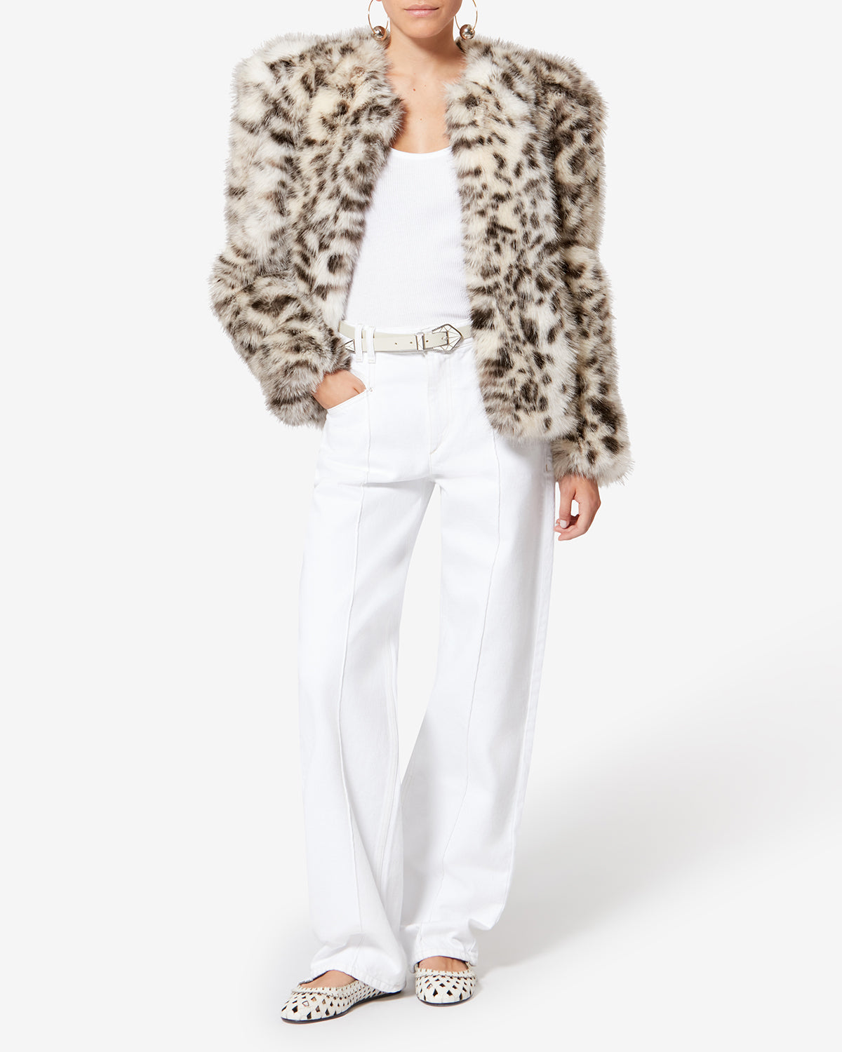 BAHRIA COAT Woman ecru and black | ISABEL MARANT Official online store