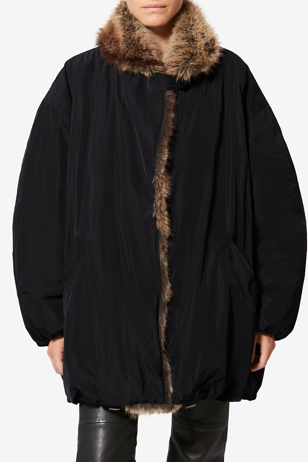 Cardine parka with faux fur lining - Black - Woman - 4