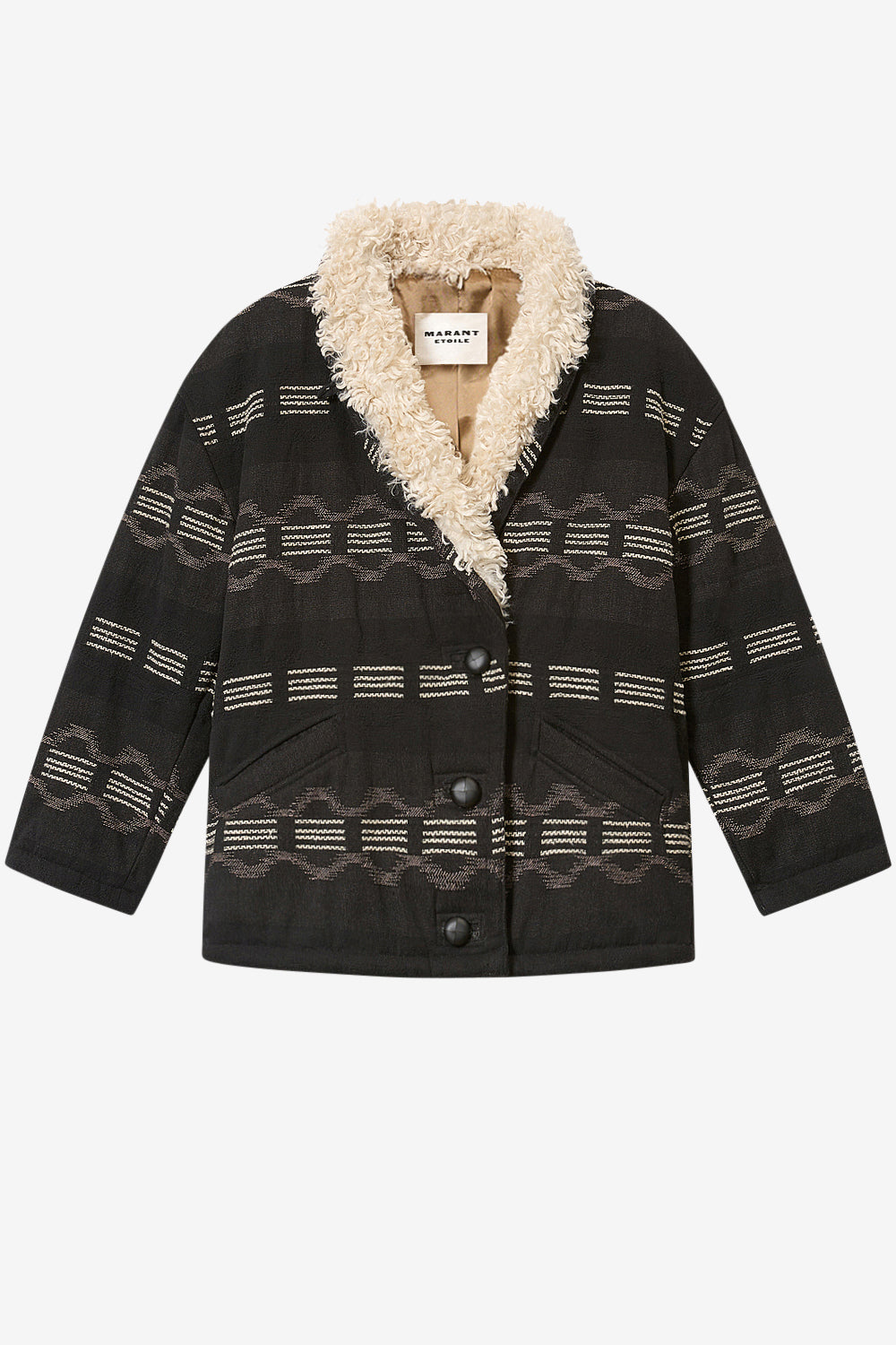 Abrigo corto de jacquard qayla - Negro lavado - Woman - 1