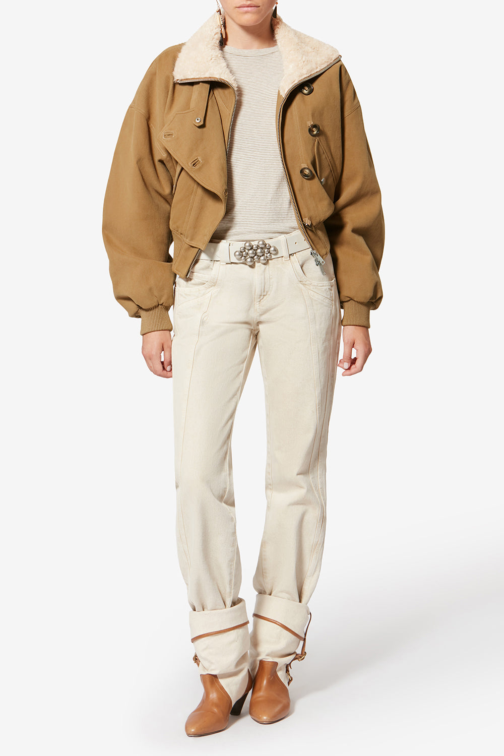 Oana short twill jacket style coat - Camel - Woman - 2