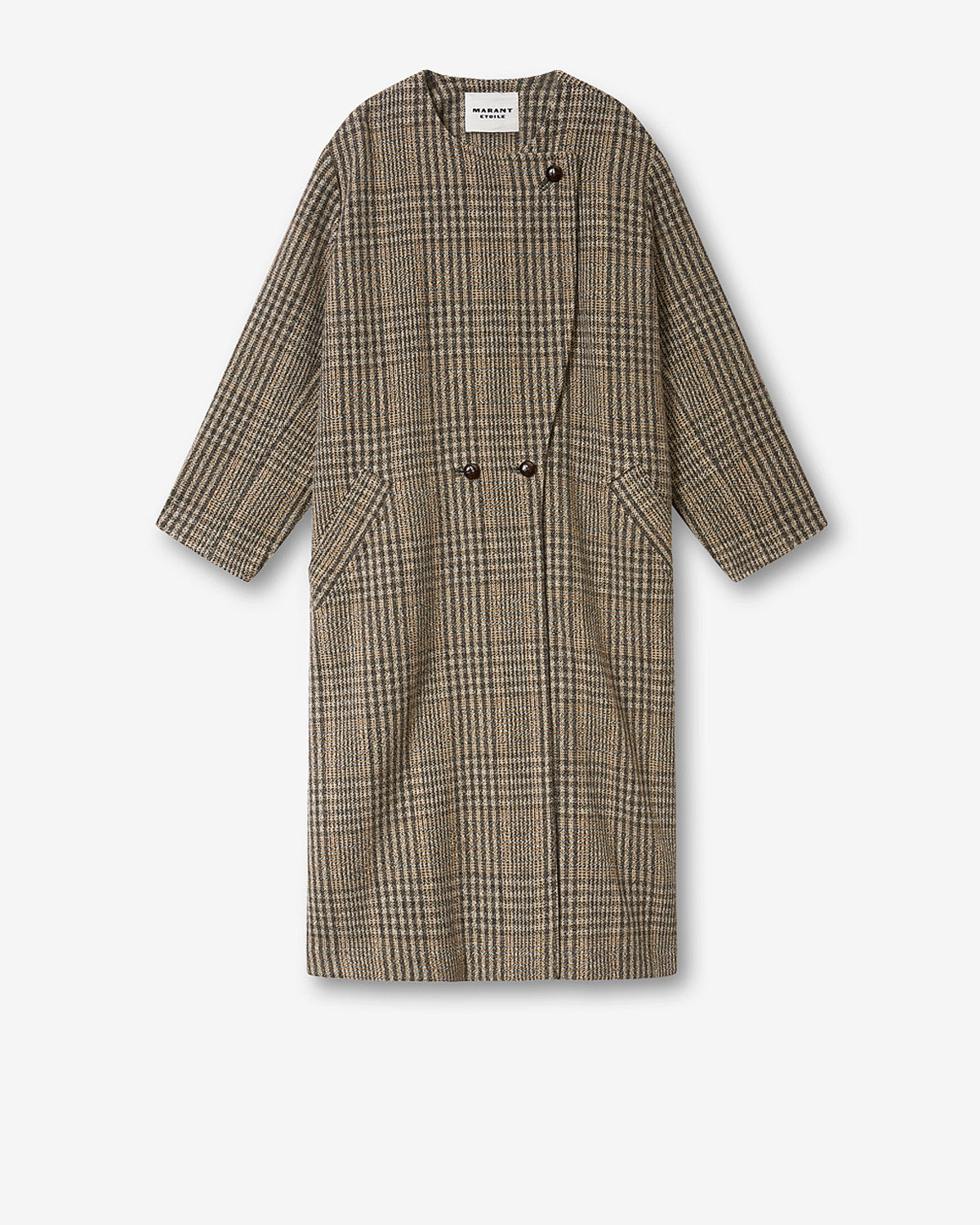 Renée long prince-of-wales check virgin wool coat - Beige - Woman - 5