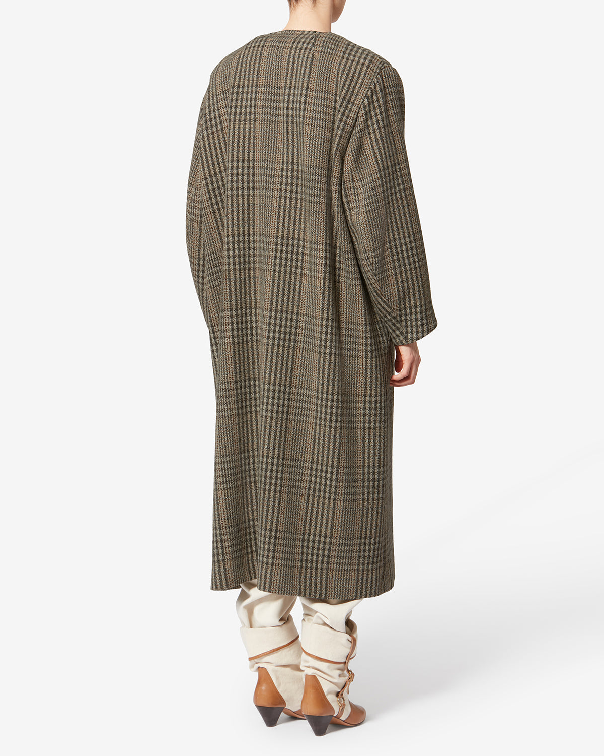 Renée long prince-of-wales check virgin wool coat - Beige - Woman - 4