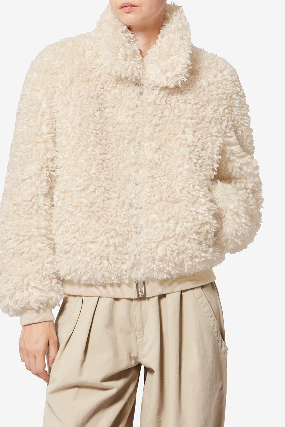 Tayma ブークレ フェイクファー ショートコート - 生成り - Woman - 4