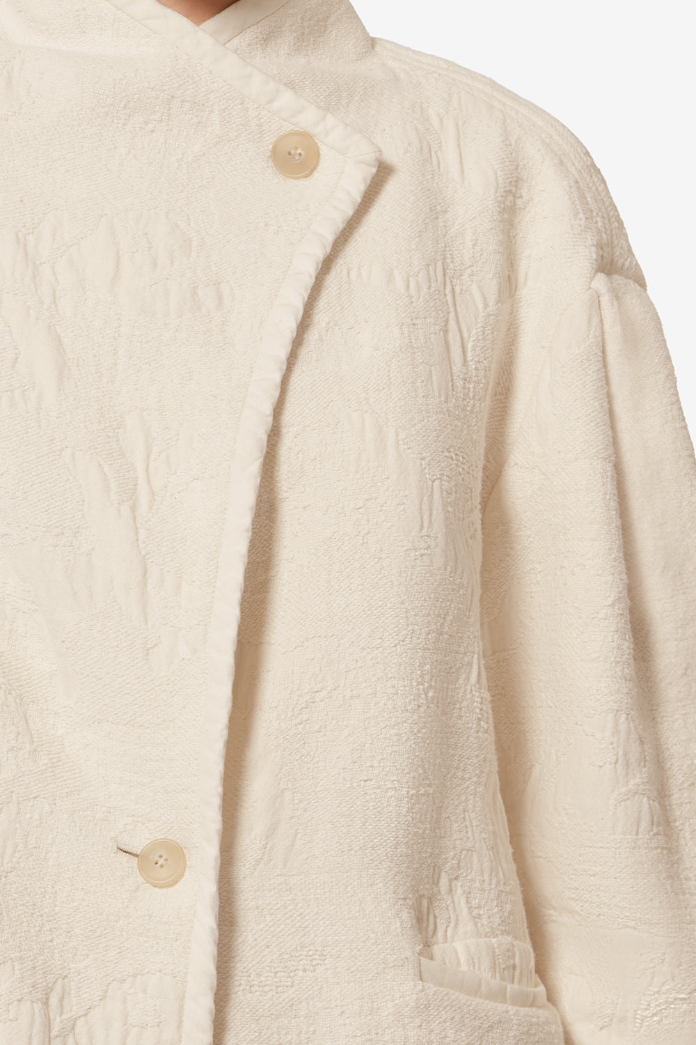 Manteau court uadie en coton texturé - Écru - Woman - 3