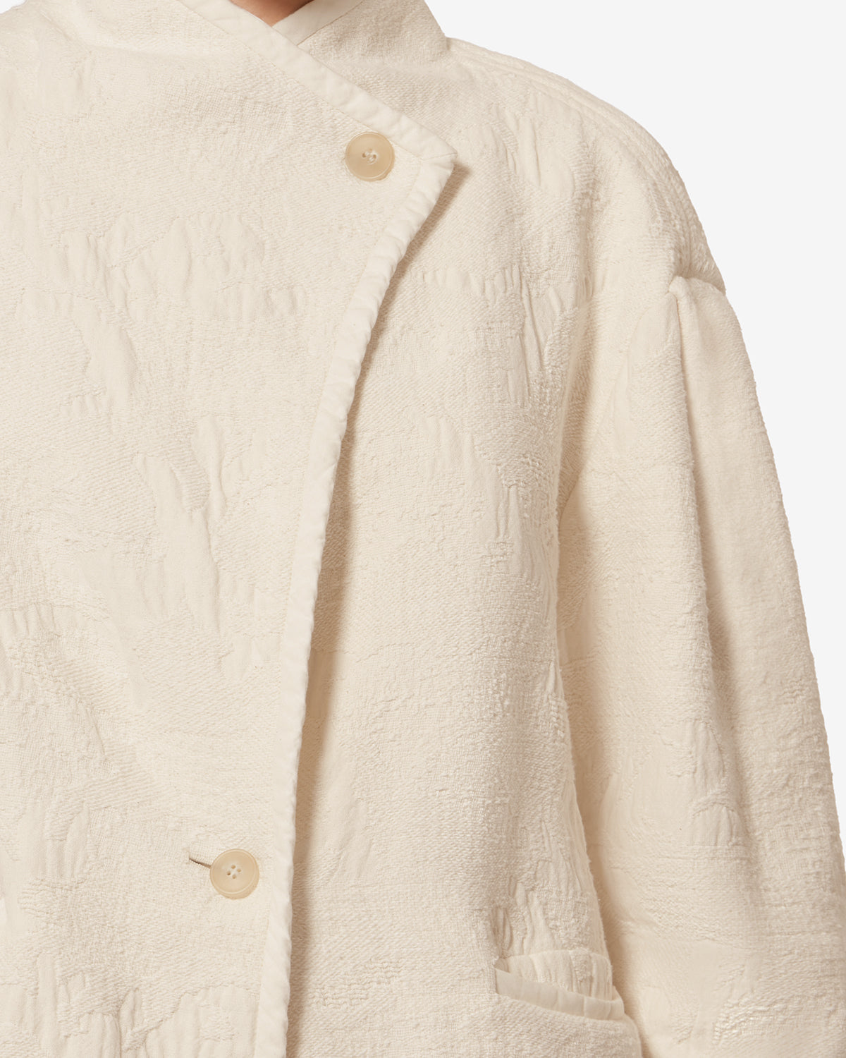 Cappotto corto uadie in cotone testurizzato - Ecru - Woman - 2