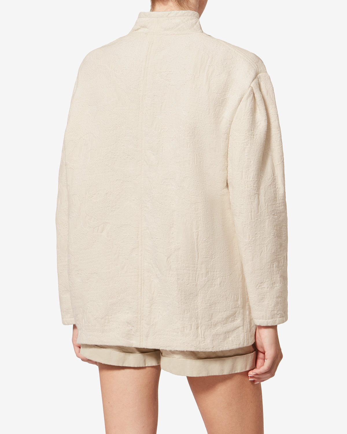 Cappotto corto uadie in cotone testurizzato - Ecru - Woman - 4