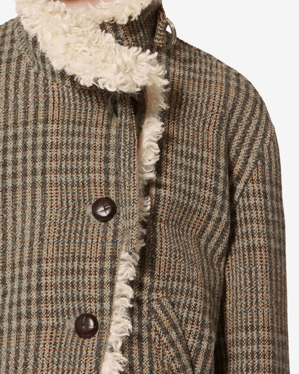 Kurzmantel fadia aus schurwolle mit prince-of-wales-muster - Beige - Woman - 2