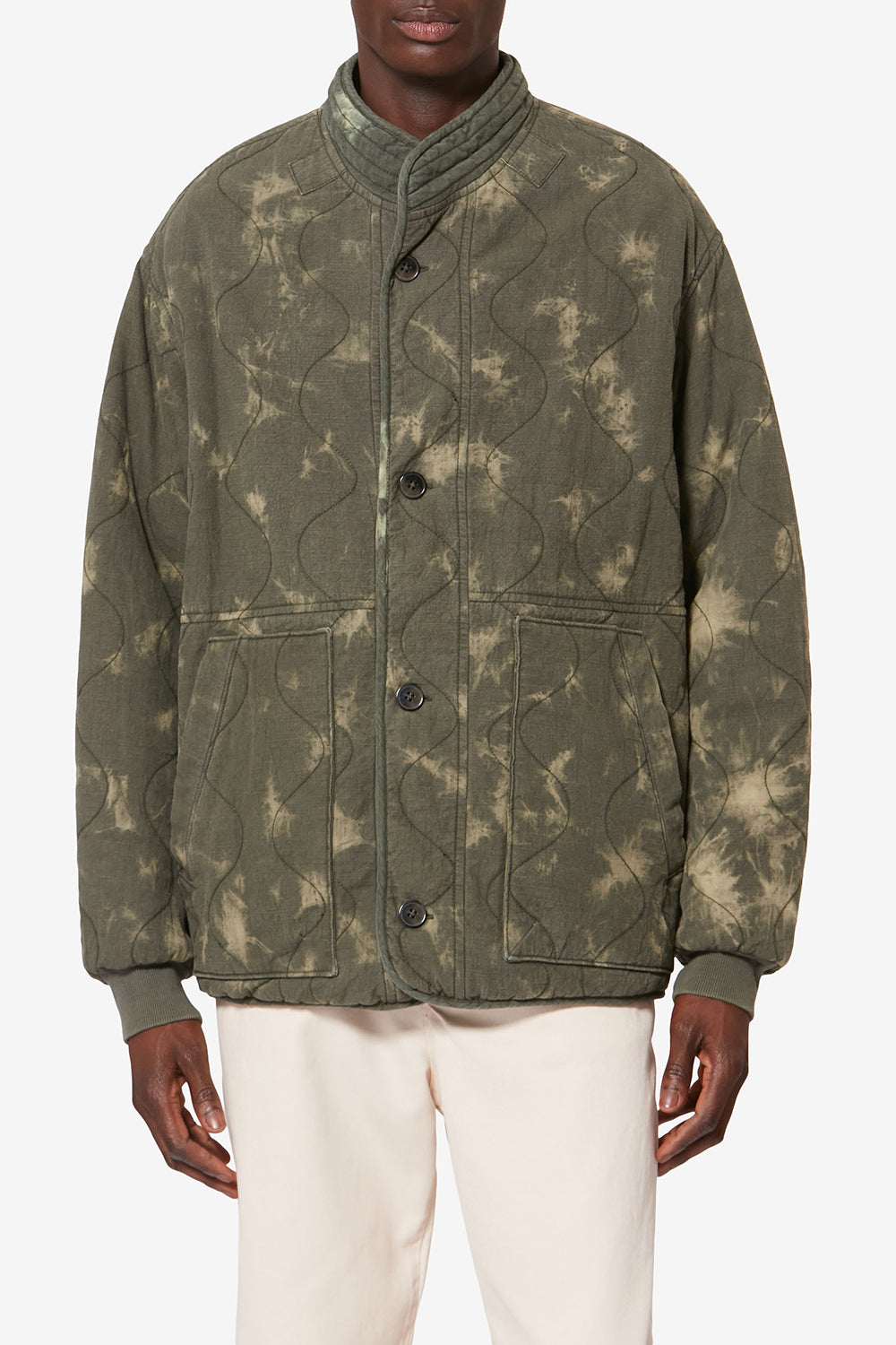 Taeliss quilted chambray coat - Light khaki - Man - 3