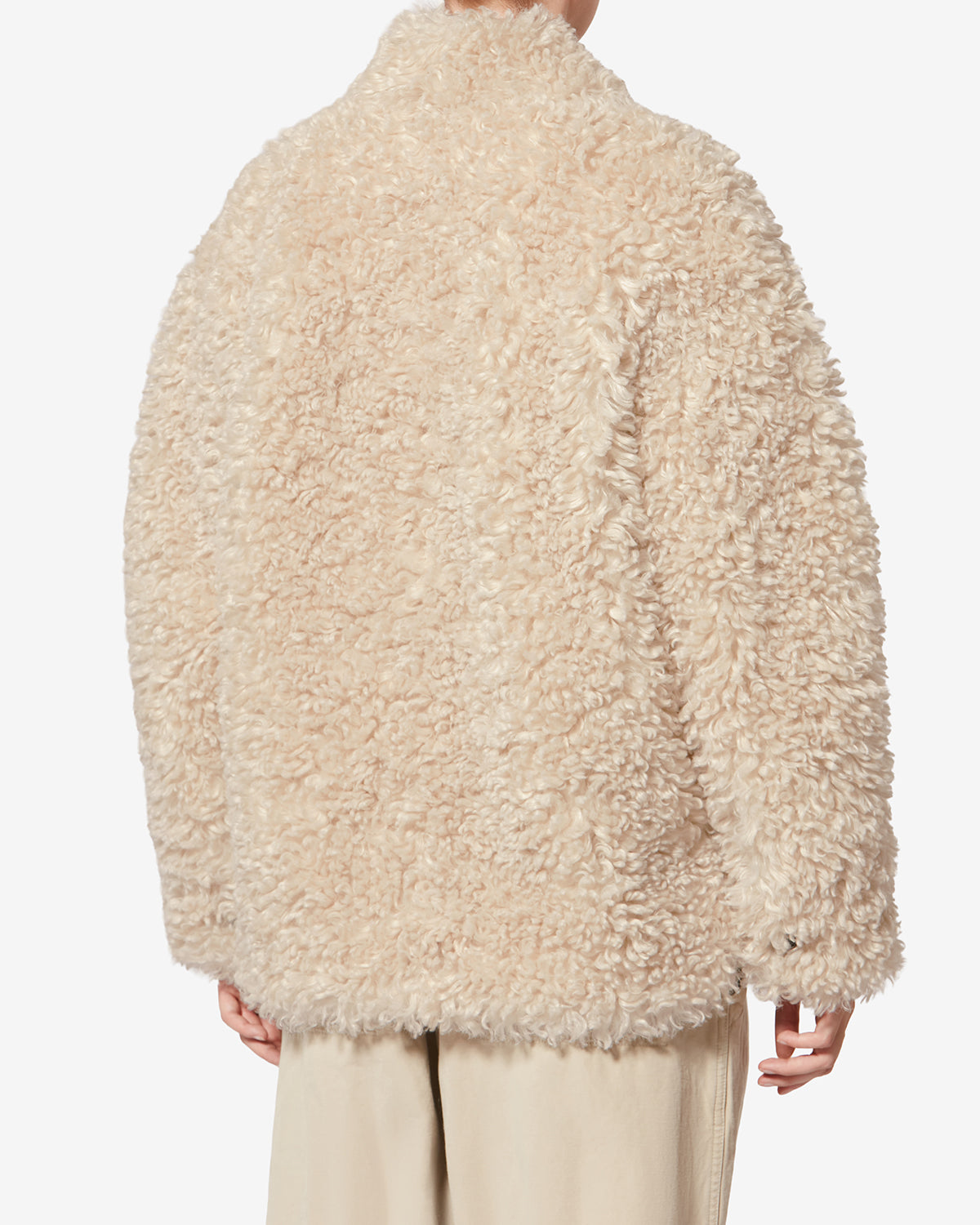 Tarvey short curly faux fur coat - Ecru - Woman - 4