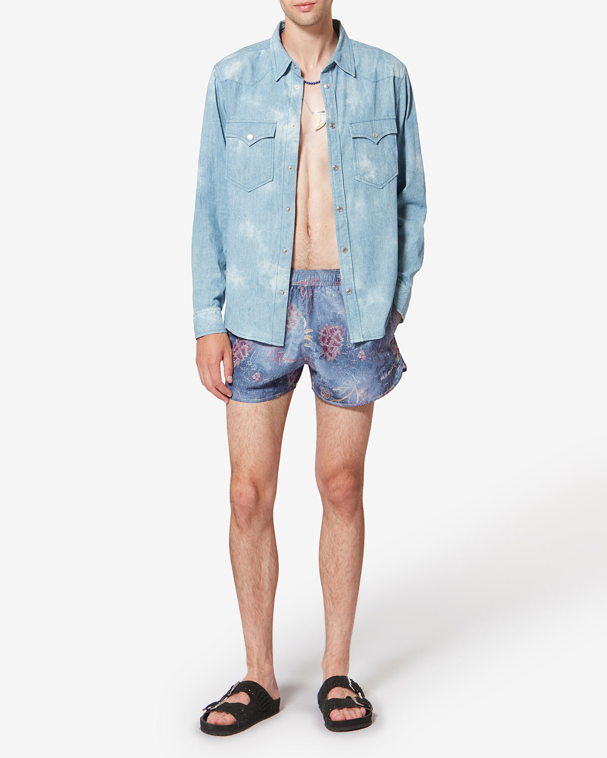 Vincente 트로피컬 프린트 스윔 쇼츠 - 파란색 - Man - 1