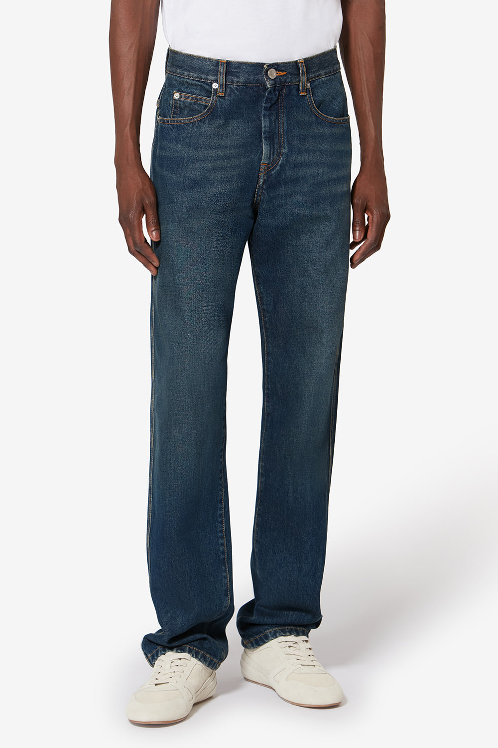 Jean 5 poches en denim délavé lewys - Bleu - Man - 4