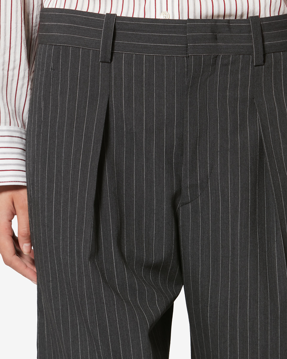 Lisetta virgin wool tennis stripe suit pants - Anthracite - Woman - 2